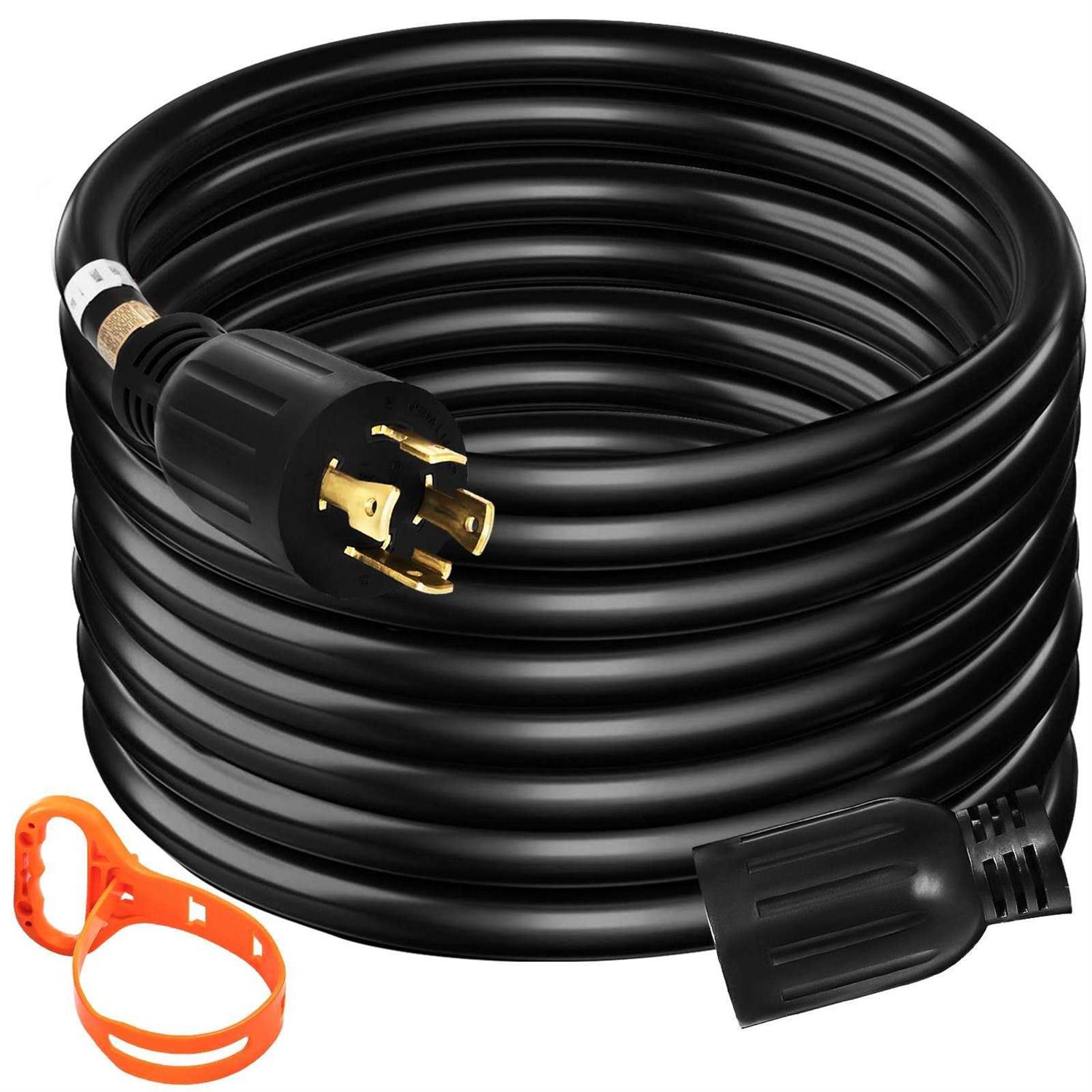 VEVOR 40Ft 30 Amp Generator Extension Cord 4 Wire 10 Gauge Generator Cord 125V 250V Generator Power Cord Twist Lock Connectors FDJYCX40FT30A0001V1 - Inhomebuy