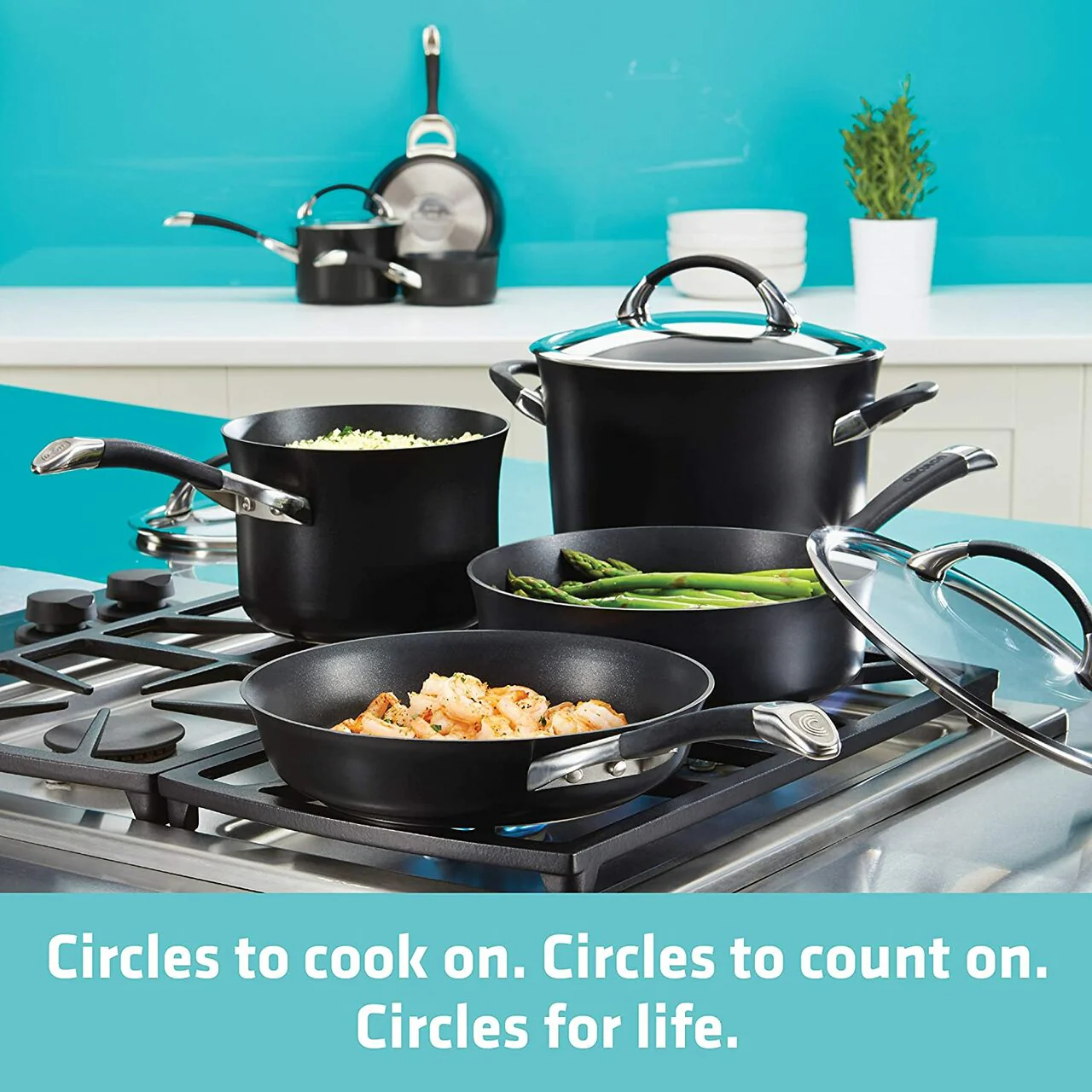 Circulon Symmetry Hard Anodized Non-Stick Cookware 11 Piece Set | 87376 - Inhomebuy