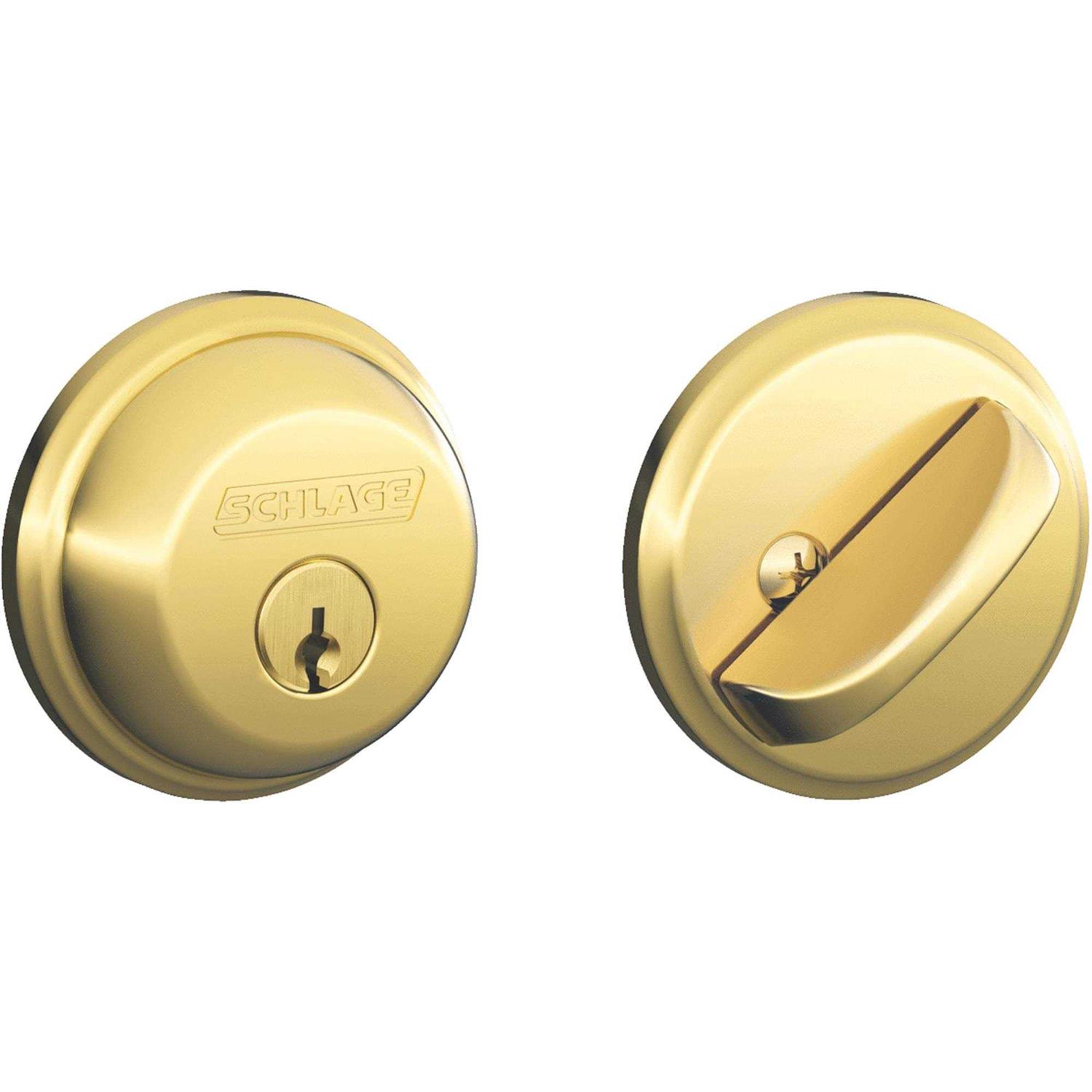 Schlage Bright Brass Single Cylinder Deadbolt - Inhomebuy