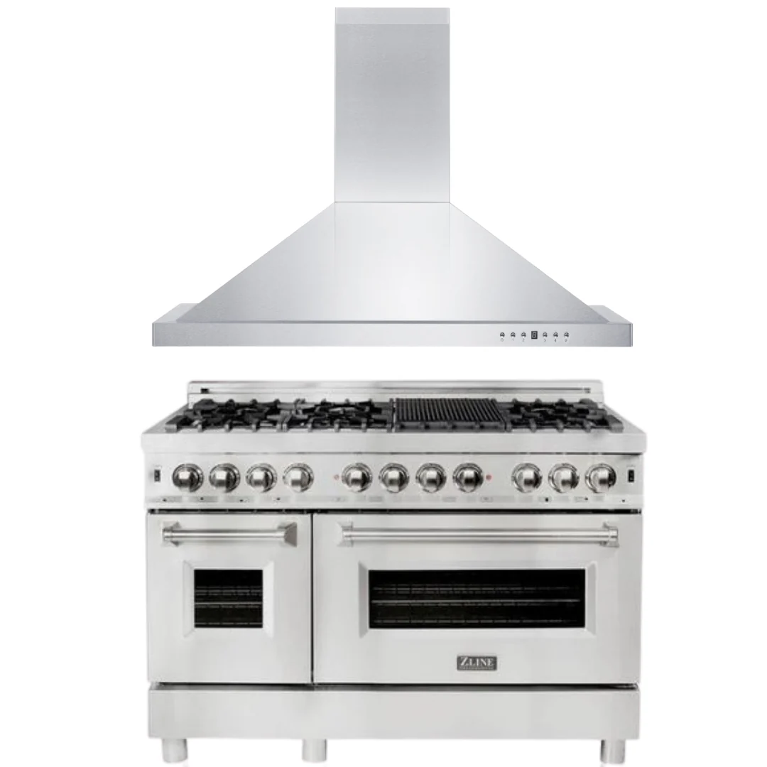 ZLINE Appliance Package 2 Piece Bundle - 48 in. Dual Fuel Range & 48 in. Range Hood, AB-RA48 - Inhomebuy