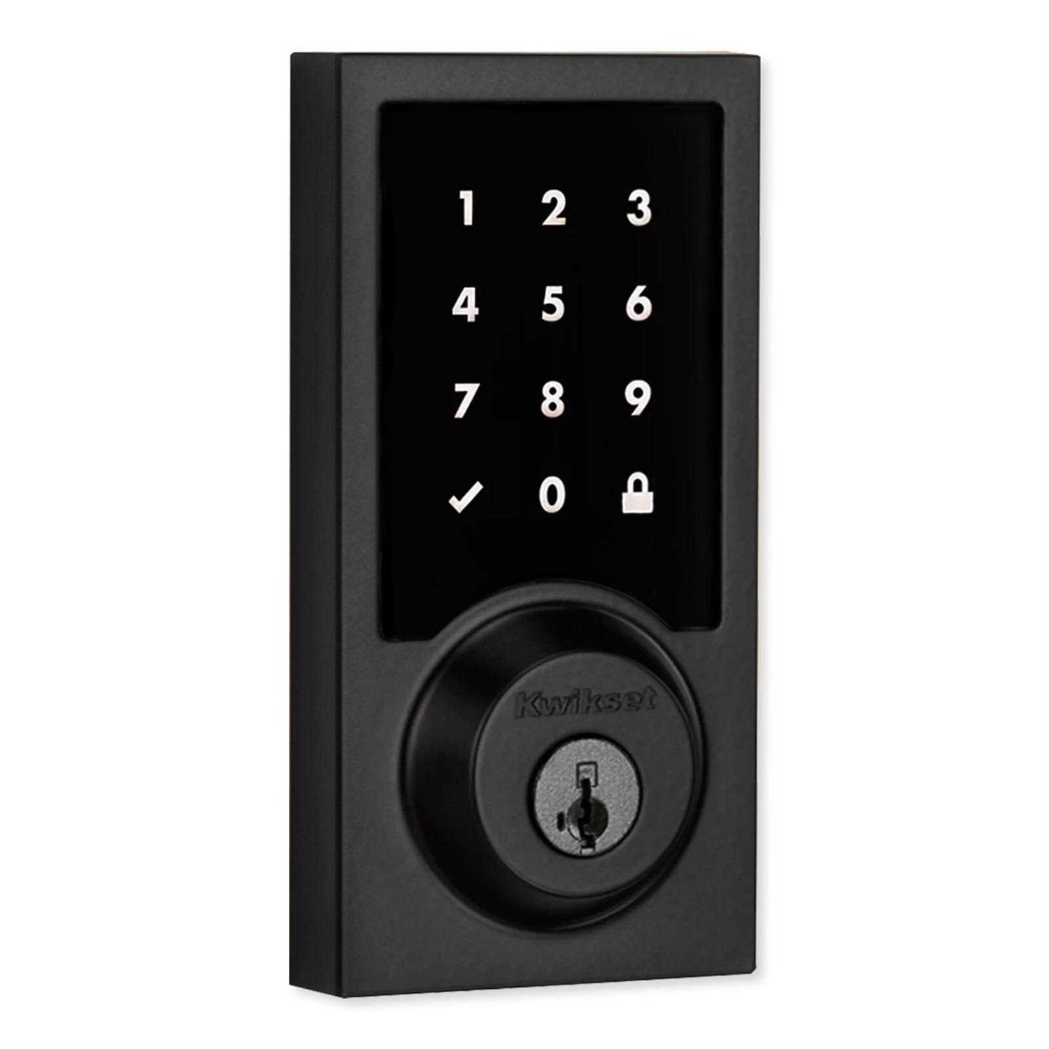 Kwikset SmartCode 915 Touchscreen Venetian Bronze Single Cylinder Electronic Deadbolt with Avalon Handleset and Tustin Lever - Inhomebuy