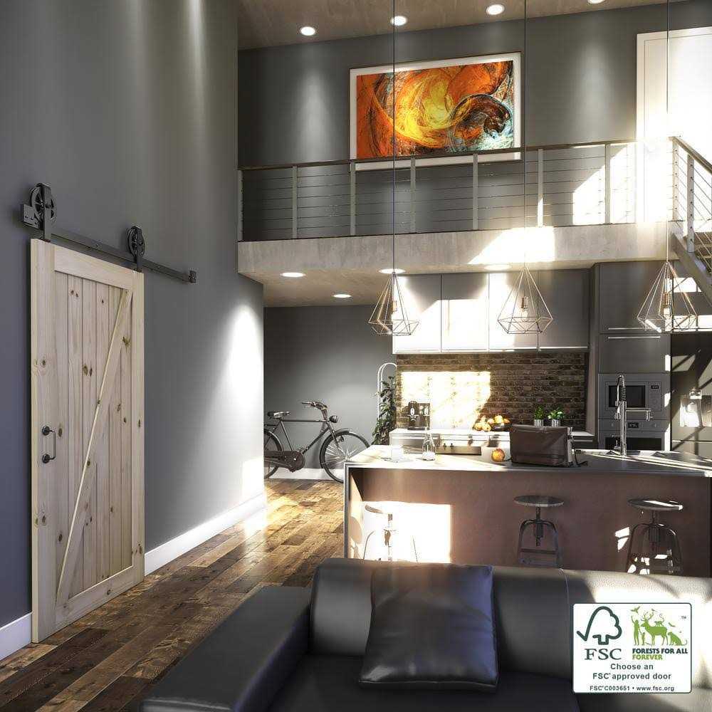 EightDoors Z-Shape Knotty Pine Barn Door Slab - Inhomebuy