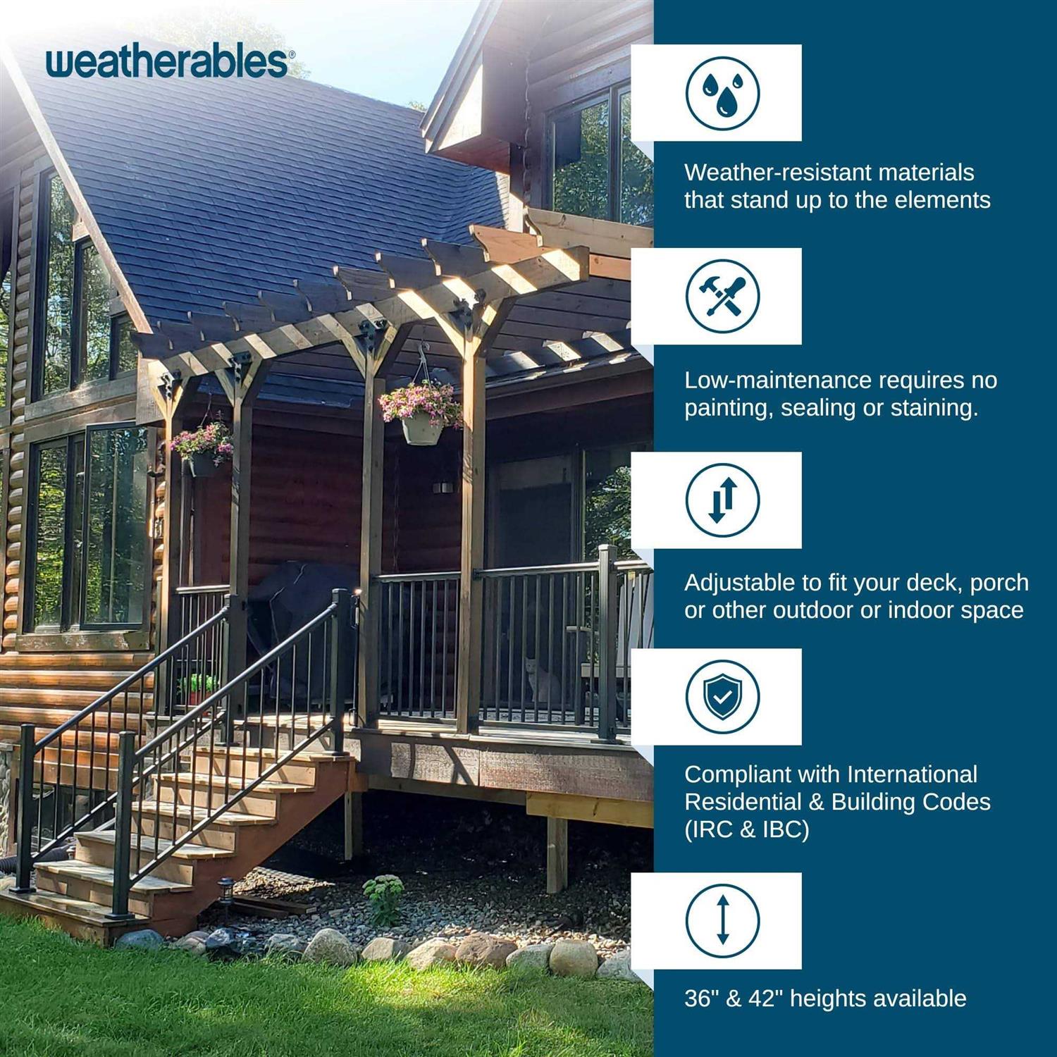 Weatherables Stanford 36 in. H x Textured White Aluminum Stair Railing Kit - Inhomebuy