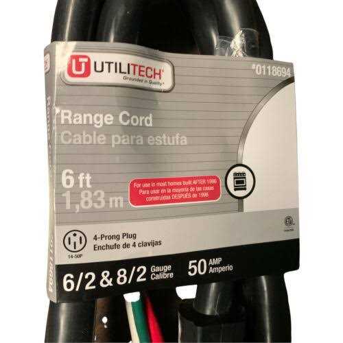 Utilitech 6-Ft 4-Prong Black Dryer Appliance Power Cord UTD100406 - Inhomebuy