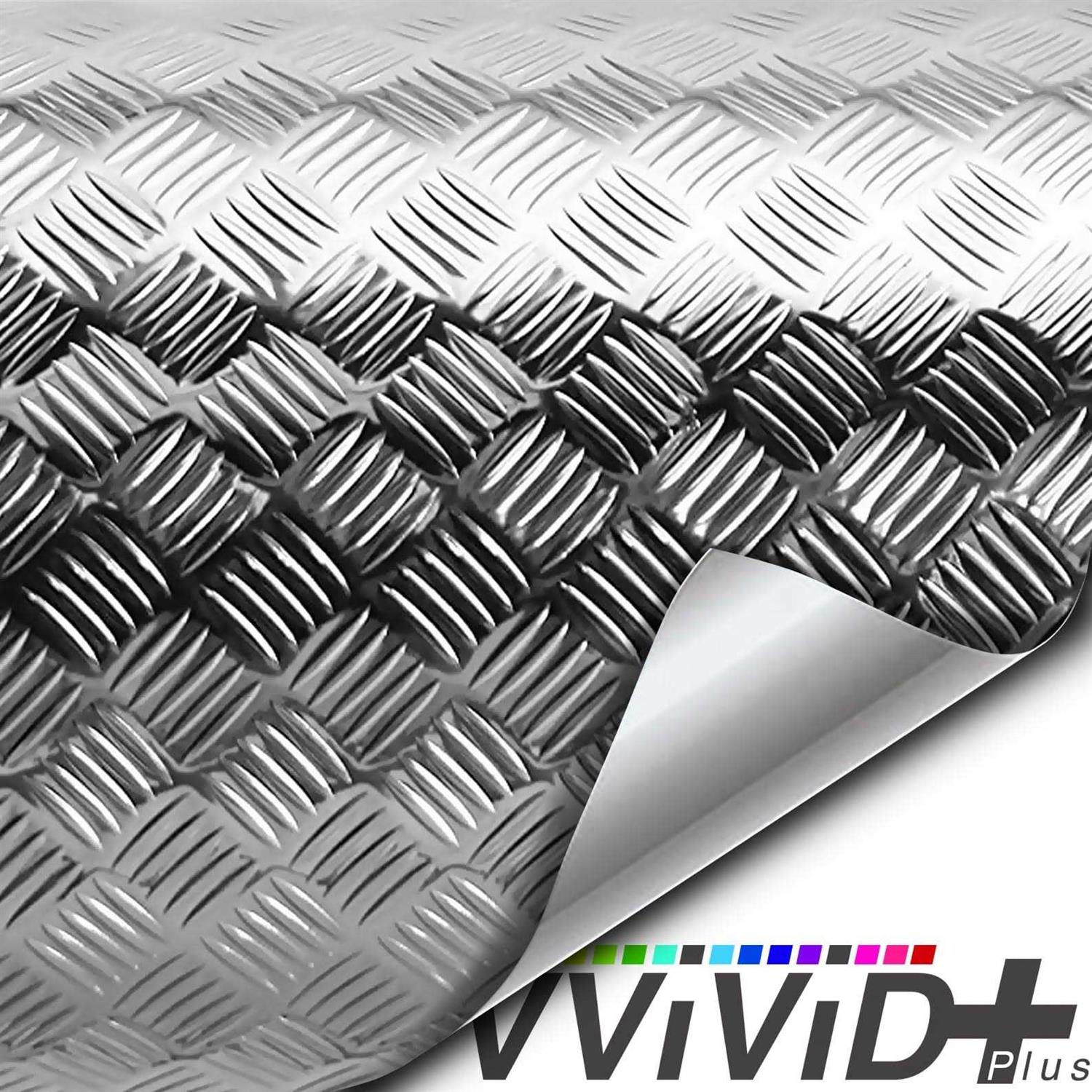 Vvivid Industrial Utility Diamond Plate Metallic Chrome Finish Vinyl Wrap Sheet Roll Adhesive Roll - Inhomebuy