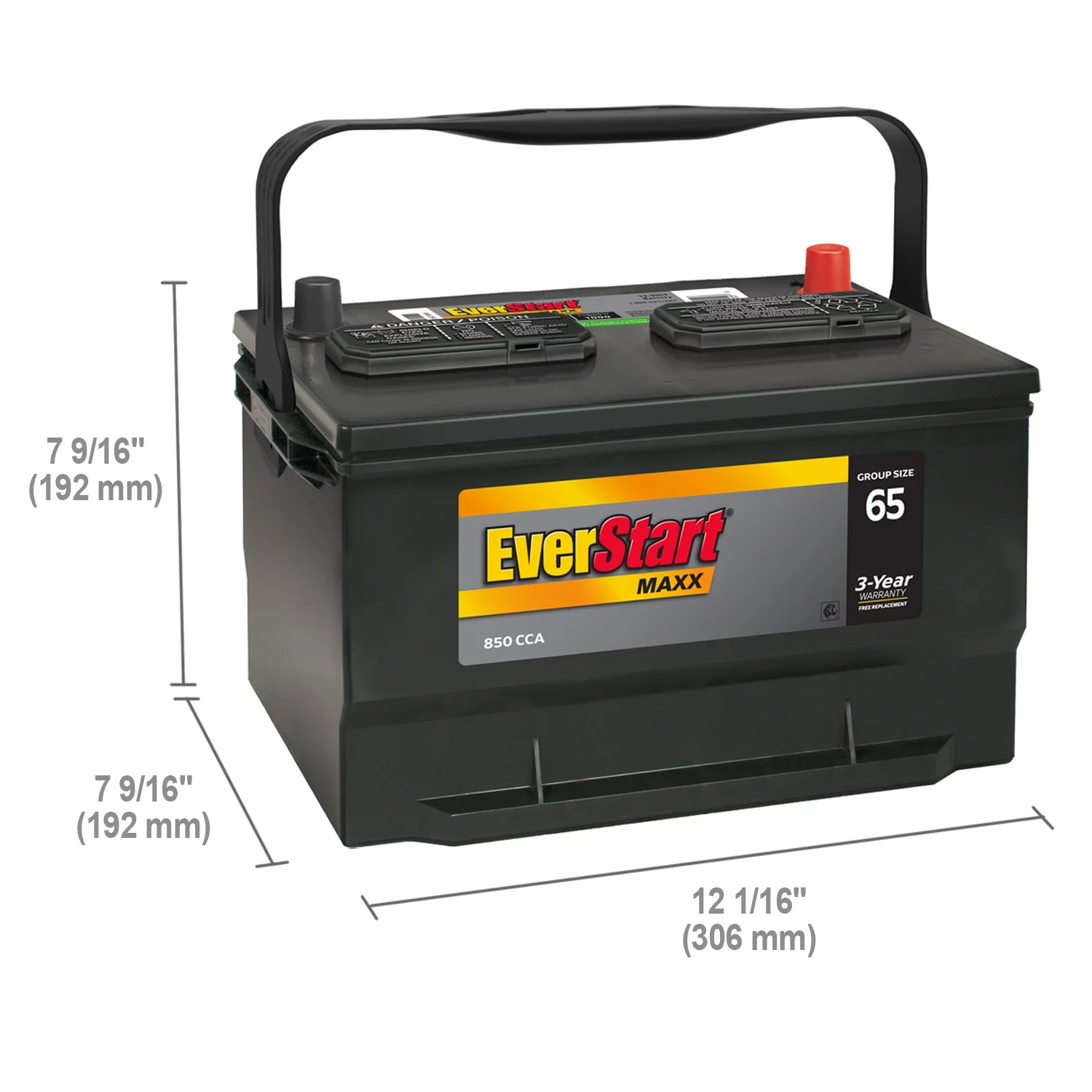 EverStart Maxx Lead Acid Automotive Battery, Group Size 65 12 Volt 850 CCA - Inhomebuy