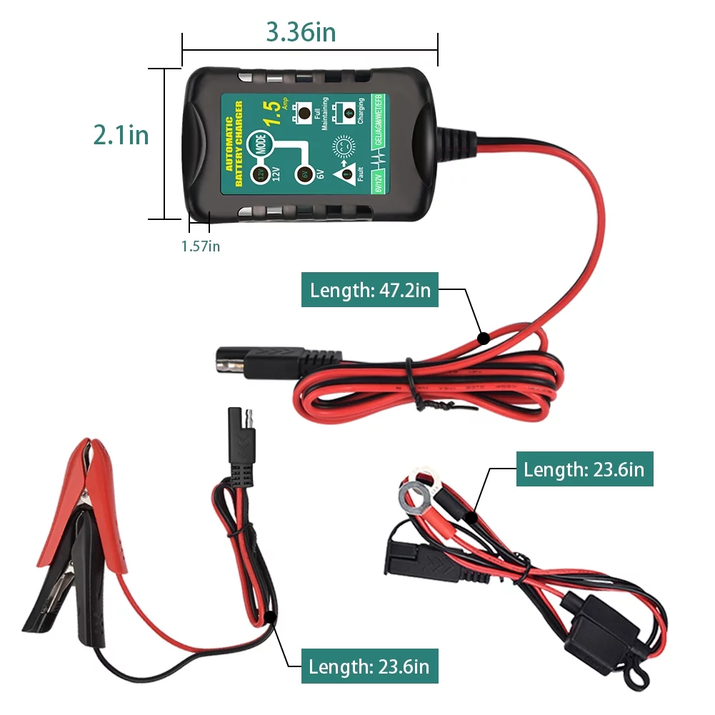 Automatic Battery Charger Motorcycle Trickle Float Maintainer 12V 6V 800mA - Inhomebuy