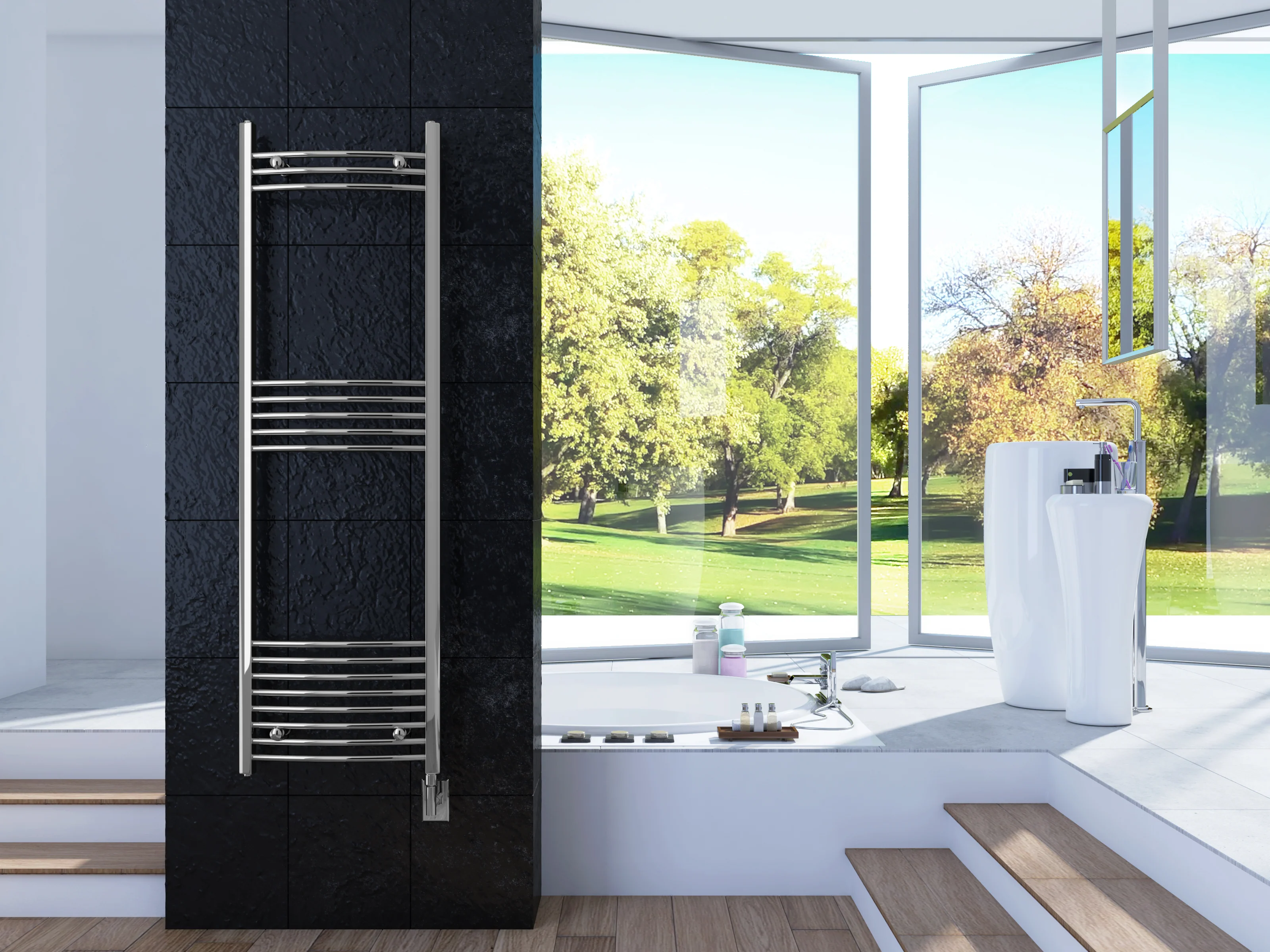 Themis Wall Mounted Electric Towel Warmer in Chrome - Inhomebuy