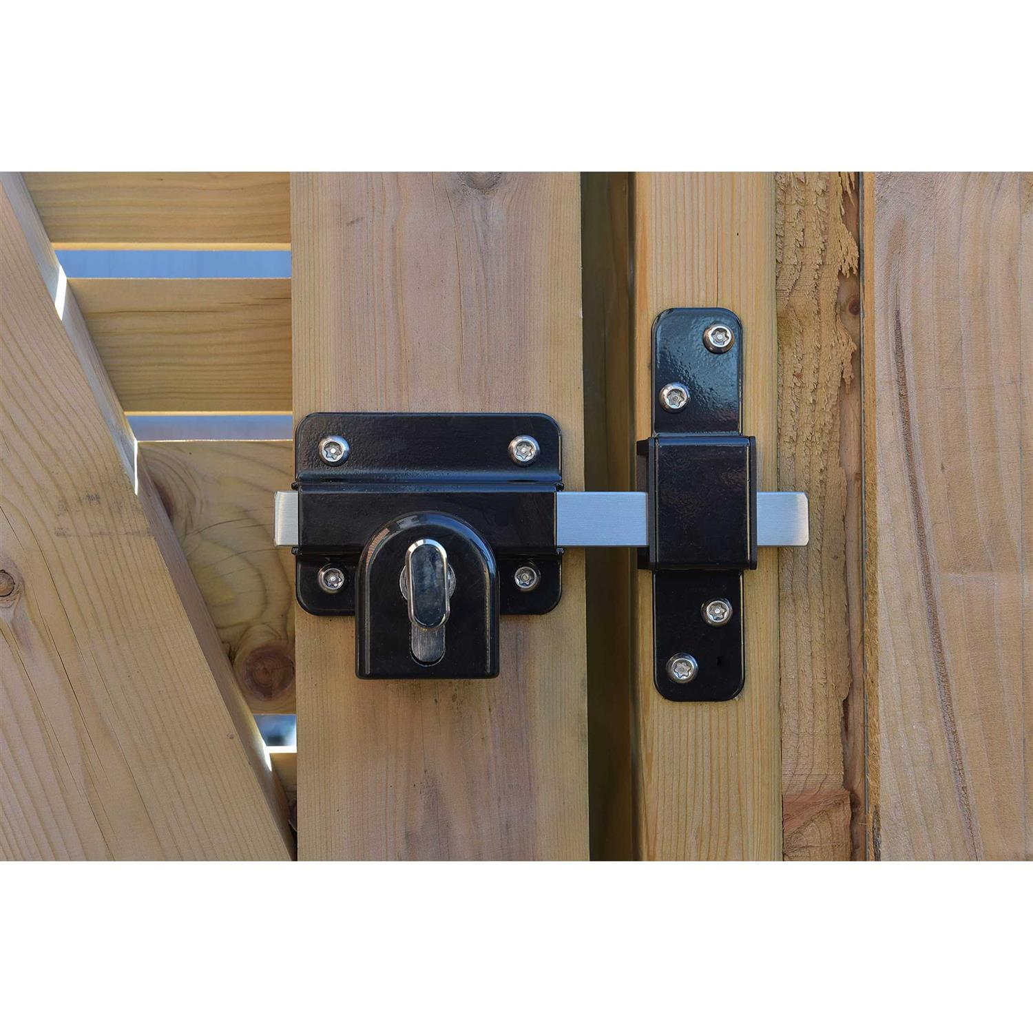 GateMate 1490096 Long Throw Lock Heavy Duty Stainless Steel in Black Finish - Inhomebuy