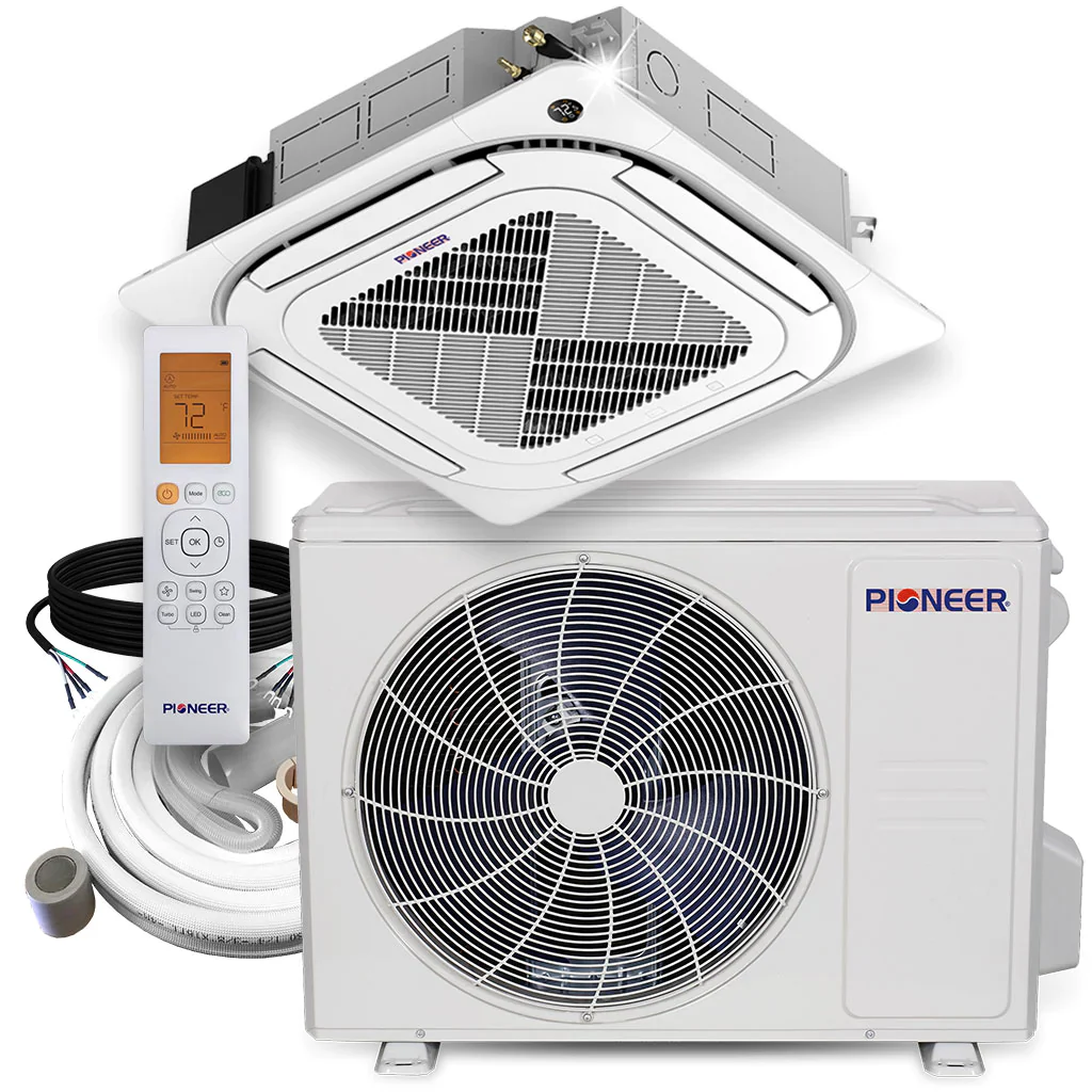 Pioneer® 24,000 BTU 20.7 SEER 8-Way Slim Cassette Mini-Split Air Conditioner Heat Pump System with 10 ft. Line Sets, CYB024GMFILCBD-10 - Inhomebuy