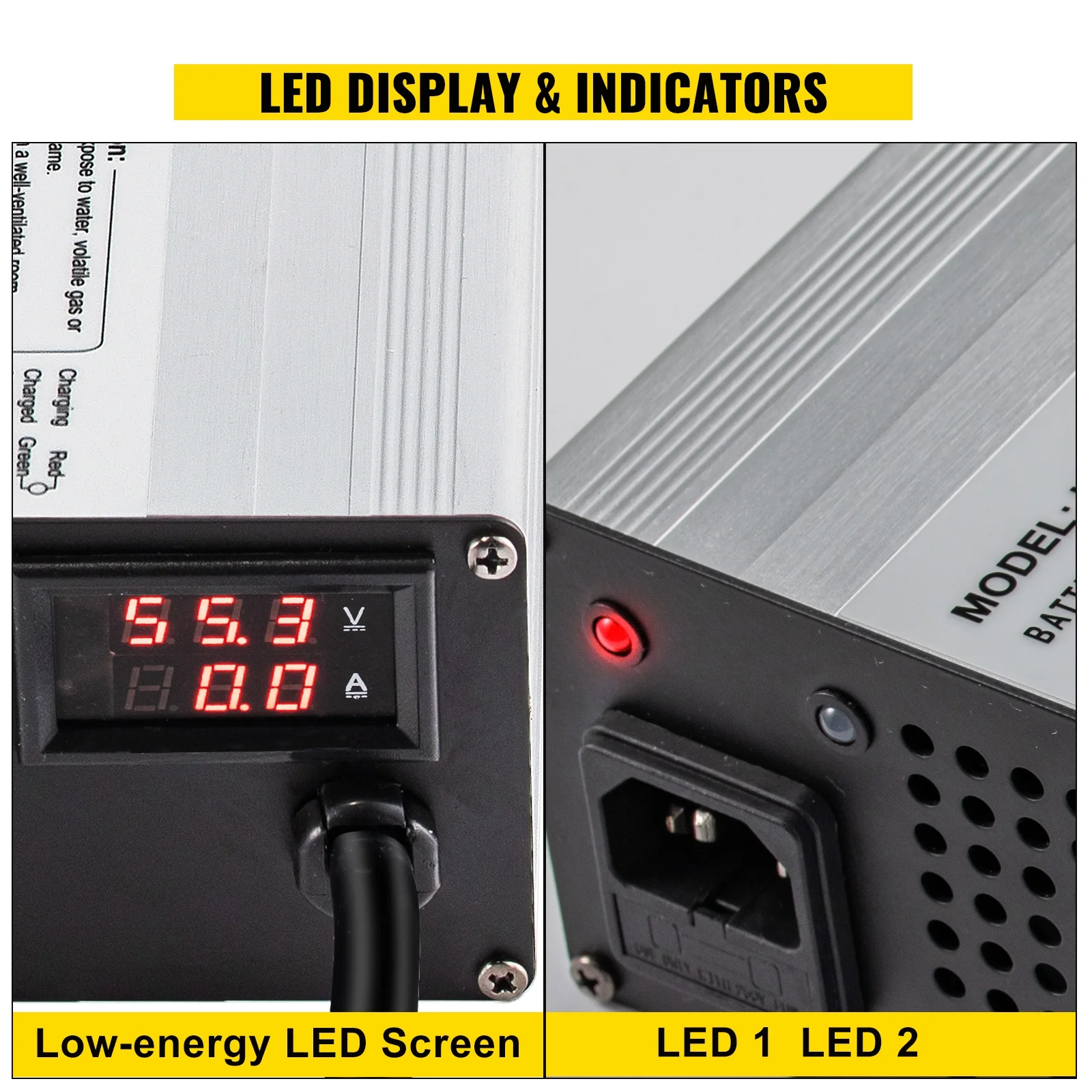 VEVOR Golf Cart Battery Charger48V Club Car Charger 15A Golf Cart Electric Charger 3 Pin Plug Round / LED Club Car Battery Charger Aluminum Shell Power Wise Golf Cart Battery Charger for Ez Go Yamaha - Inhomebuy