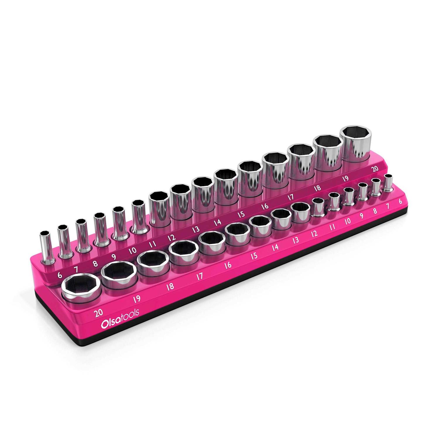 Olsa Tools Magnetic Socket Organizer Socket Holder 1/2-Inch Drive - Inhomebuy