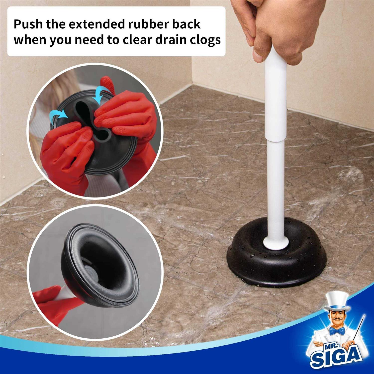Mr.siga Toilet Plunger with Holder, Heavy Duty Toilet Plunger and Holder Combo for Bathroom Cleaning - Inhomebuy