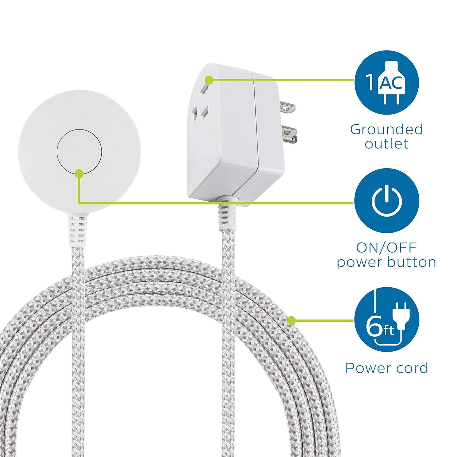 Philips 8′ 3-Outlet Grounded Extension Cord - Inhomebuy