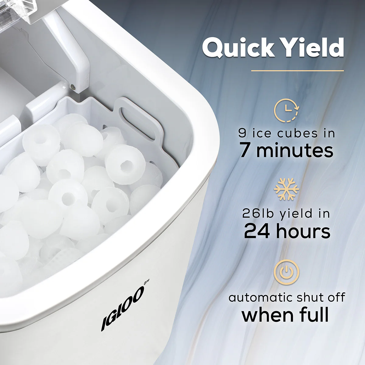IGLOO® 26-Pound Automatic Self-Cleaning Portable Countertop Ice Maker Machine With Handle, White - Inhomebuy