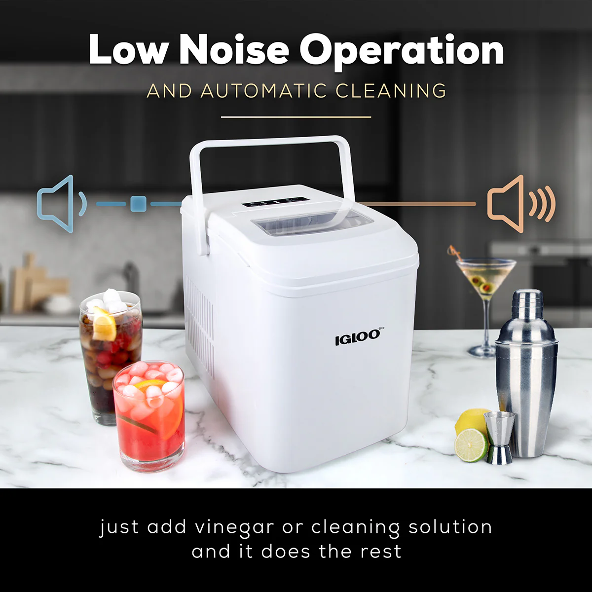 IGLOO® 26-Pound Automatic Self-Cleaning Portable Countertop Ice Maker Machine With Handle, White - Inhomebuy
