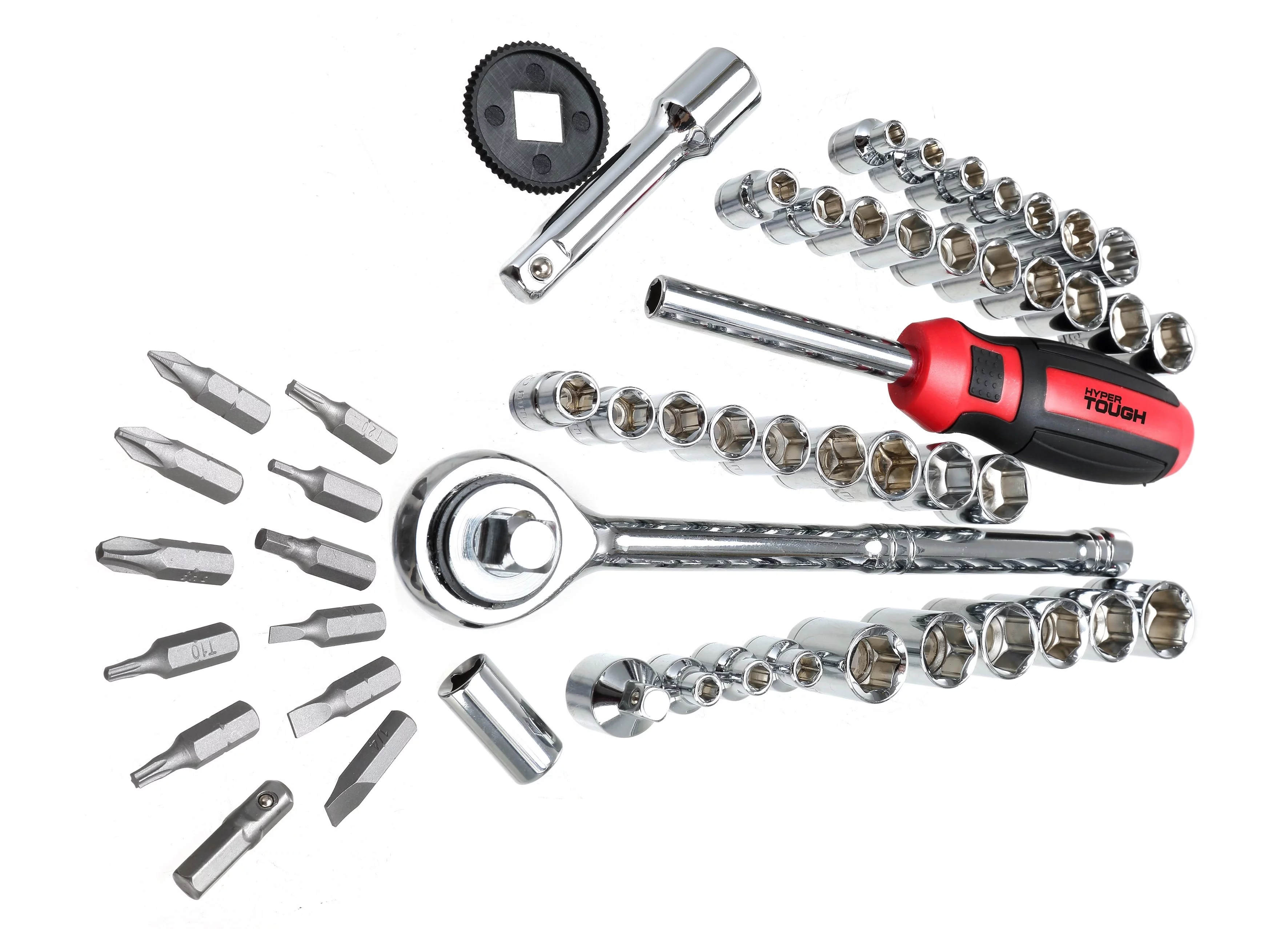 Hyper Tough 54 Piece 1/4 and 3/8 inch Drive Socket Set - Inhomebuy