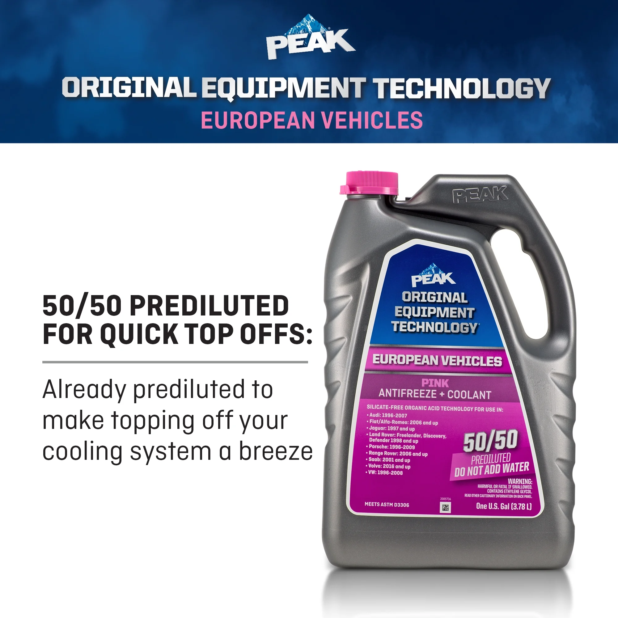 PEAK Original Equipment Technology Antifreeze + Coolant For European Vehicles - Pink - Inhomebuy