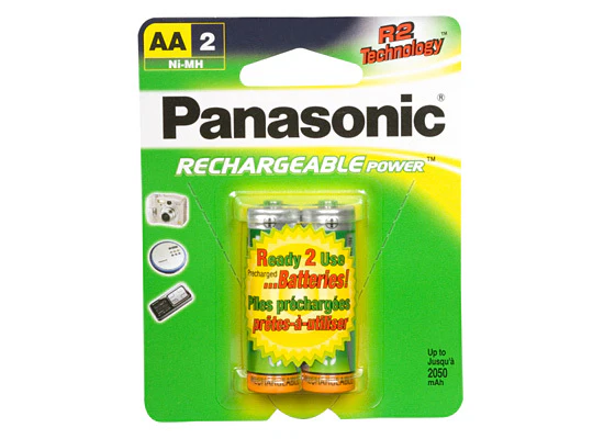 Panasonic: Rechargeable Batteries |HHR3MPA2BC| AA (2/pack) R2 Technology - Inhomebuy