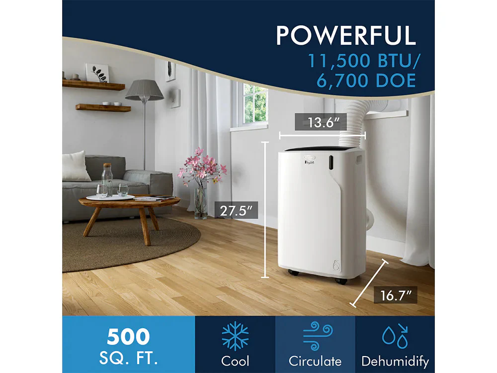 DeLonghi Portable Air Conditioner: 11,500 BTU/h, white | PACEM370 - Inhomebuy