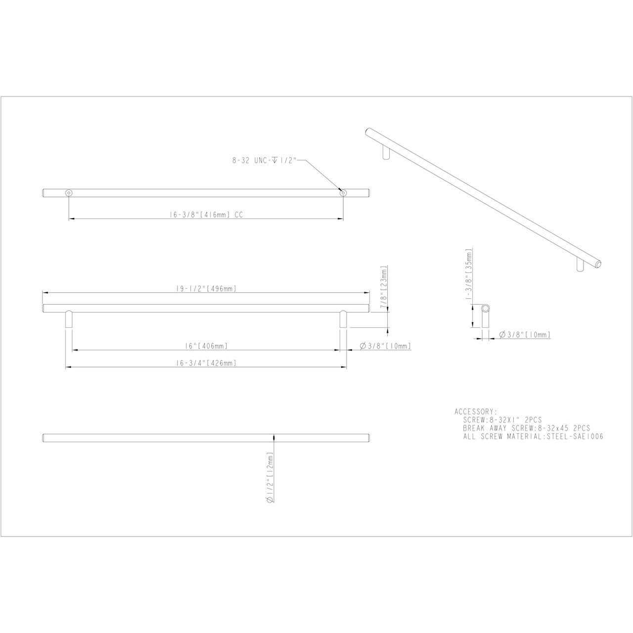Elements Naples Cabinet Pull - Inhomebuy