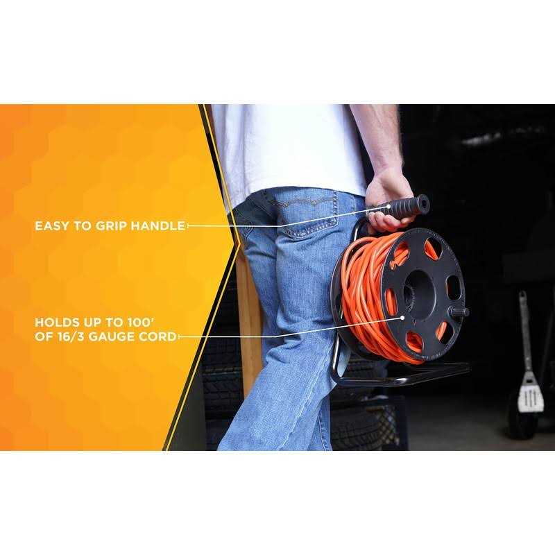 Woods 22849 Metal Extension Cord Reel Stand In Black - Inhomebuy
