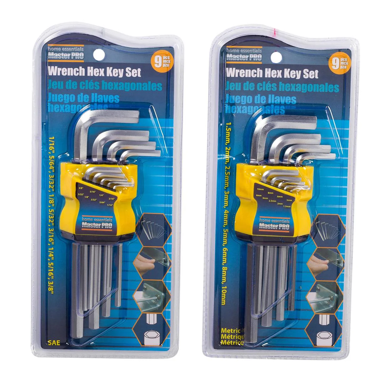 Home Essentials MasterPro 9-PC Wrench Hex Key | 73219 - Inhomebuy