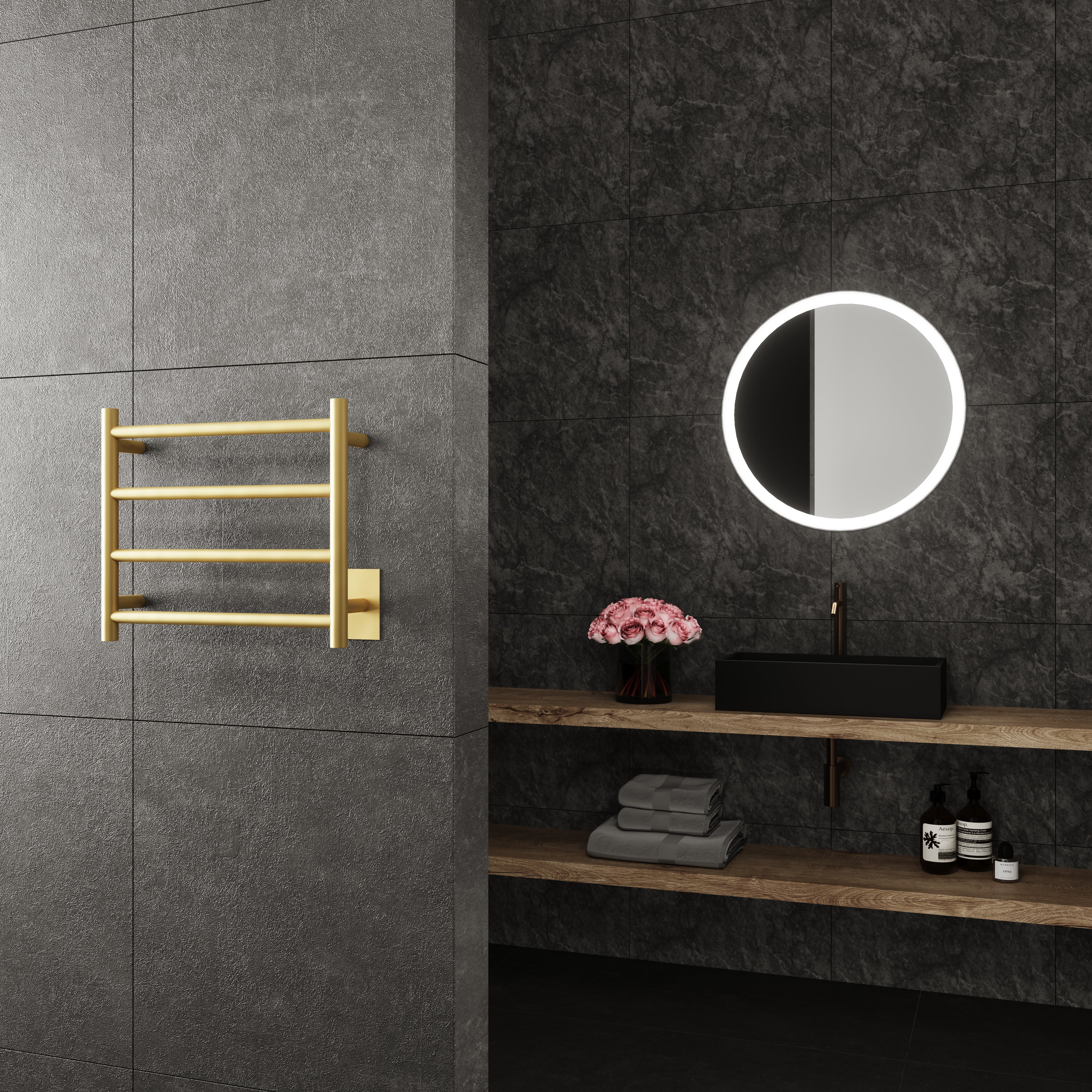 Artemis Wall Mounted Electric Towel Warmer in Gold - Inhomebuy