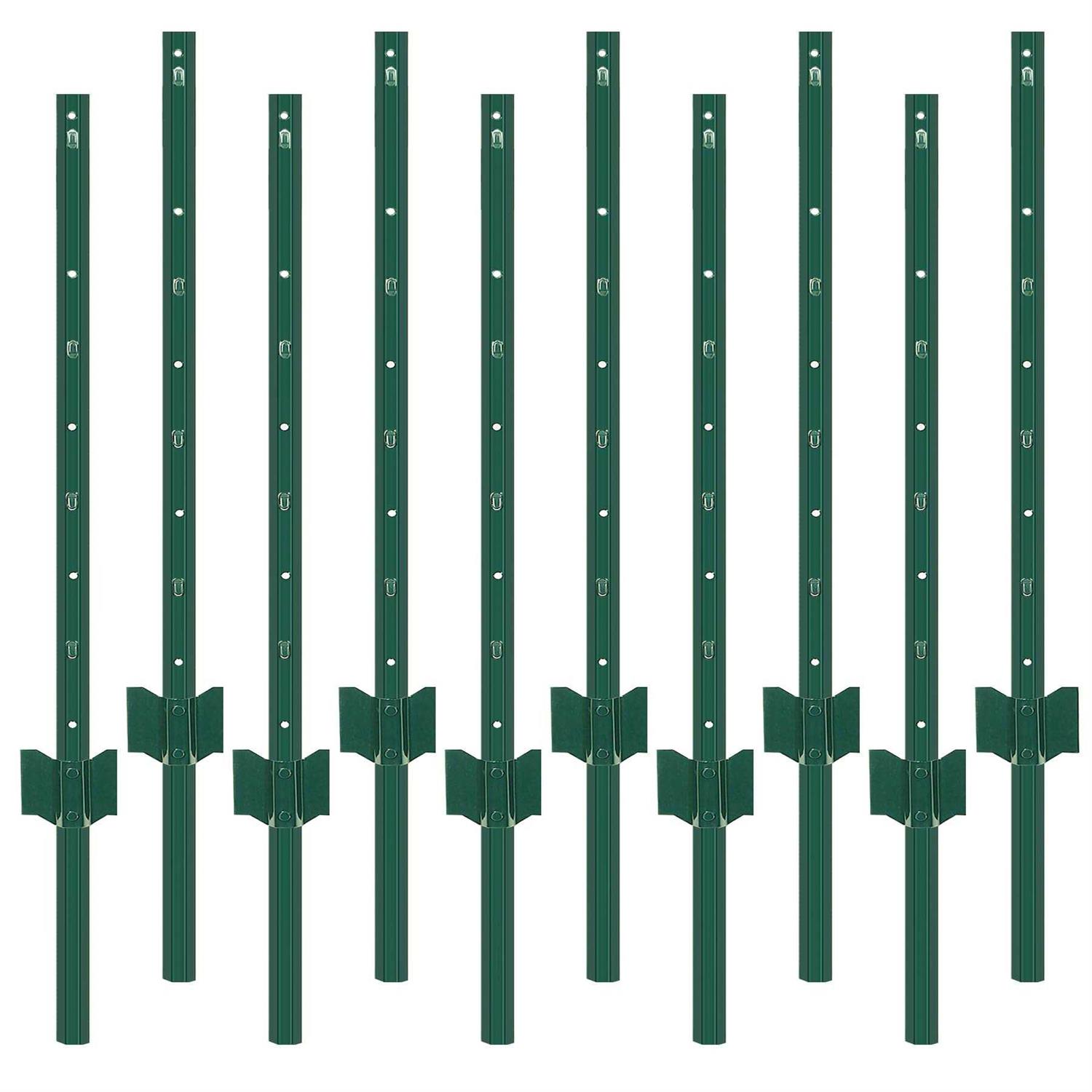 Toriexon 10 Packs Fence Posts Heavy Duty Metal Fence Post with U-channel - Inhomebuy