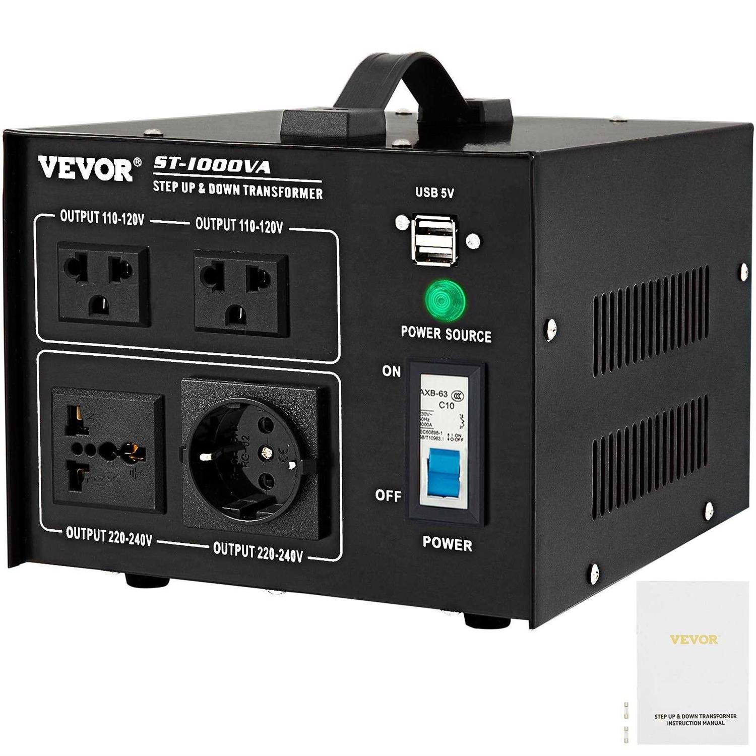 VEVOR Voltage Converter Transformer Heavy Duty Step Up/Down Transformer Convert from 110 Volt to 220 Volt and from 220 Volt to 110 Volt - Inhomebuy