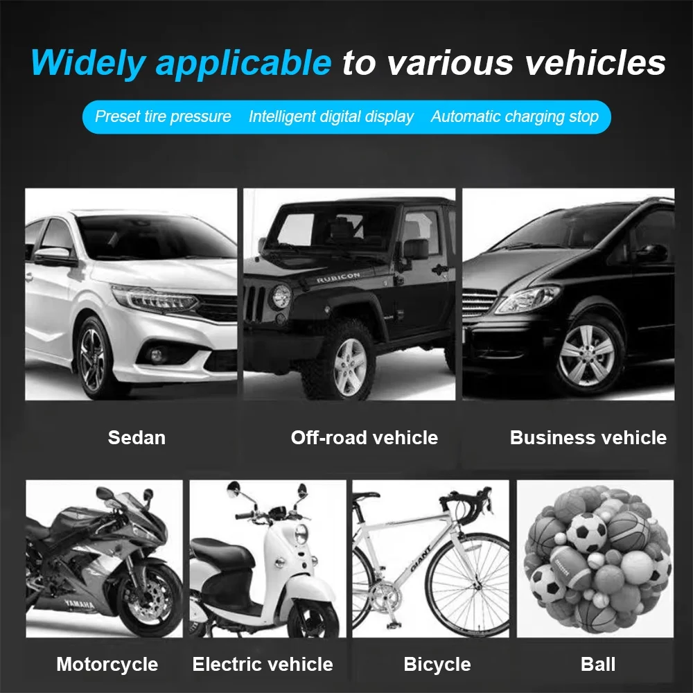 Swtroom Tire Inflator Portable Air Compressor, 150 PSI Car Tire Pump with Digital LED Light DC 12V Electric Car Air Pump for Car Tires and Other Inflatables - Inhomebuy