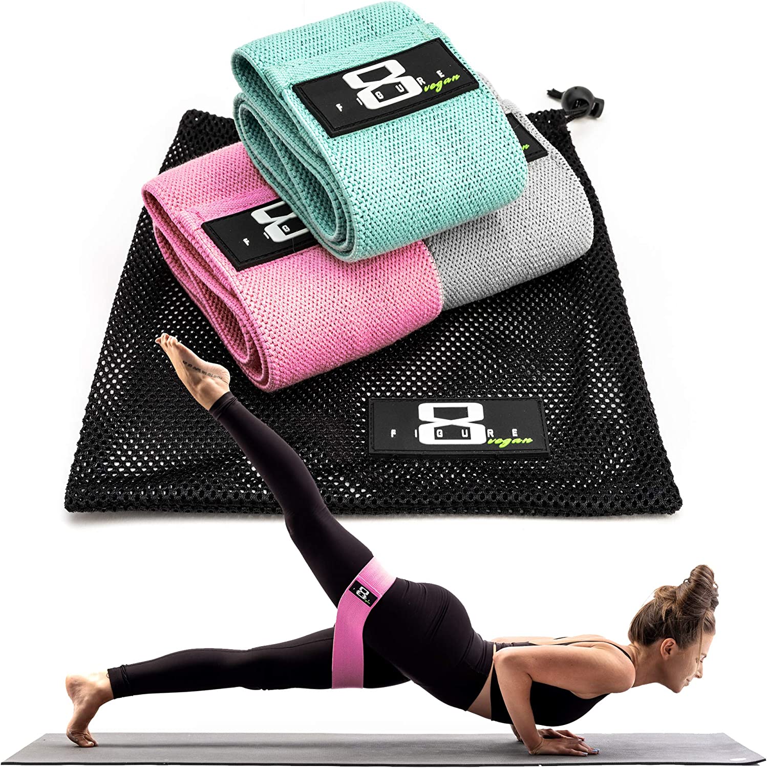 Figure 8 F8-Bands 3 pcs Workout Resistance Bands Set With Carry Bag - Inhomebuy