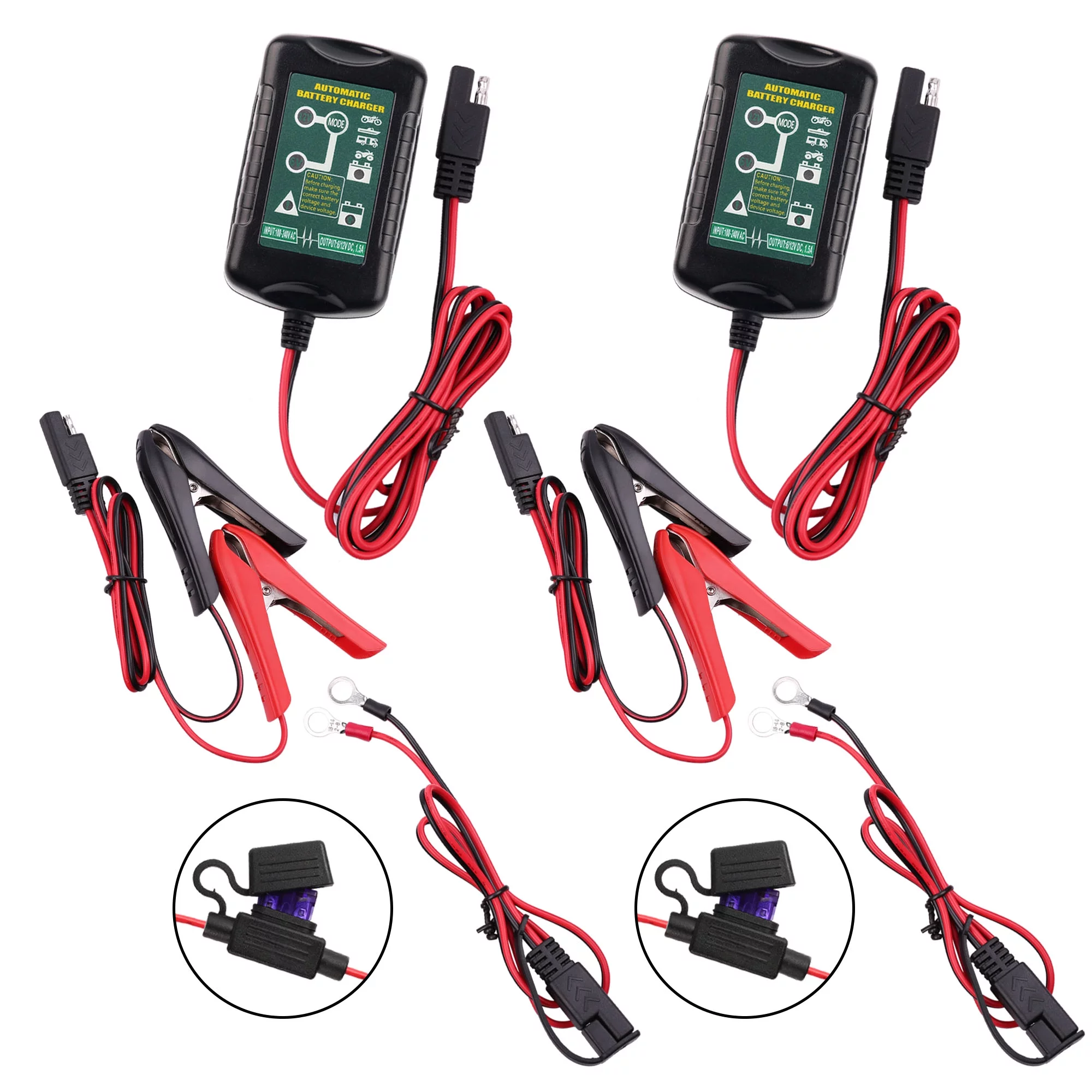 LotFancy Battery Trickle Charger Automatic 6V 12V 1.5A, Battery Tender Charger Universal Power Battery Maintainer for Automotive Car, Automotive, Motorcycle, Boats, ATVs, RVs, Lawn Mower - Inhomebuy