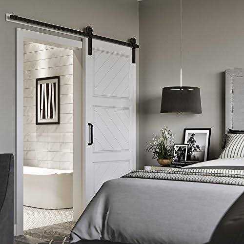 WINSOON 5-18FT Sliding Barn Wood Door Hardware Cabinet Closet Kit Antique Style for Double Doors Black Surface - Inhomebuy