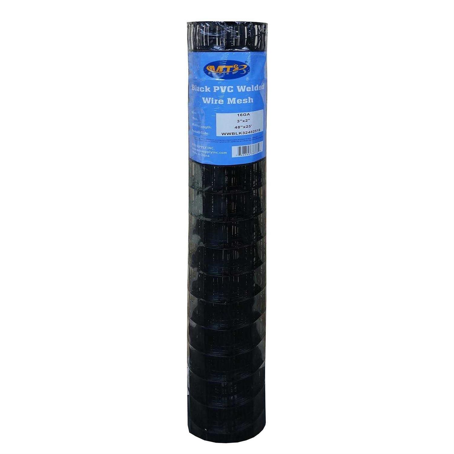 MTB Supply MTB Black PVC Coated Welded Wire Mesh Garden Economy Fence 1 Inch x 1 Inch 16GA - Inhomebuy