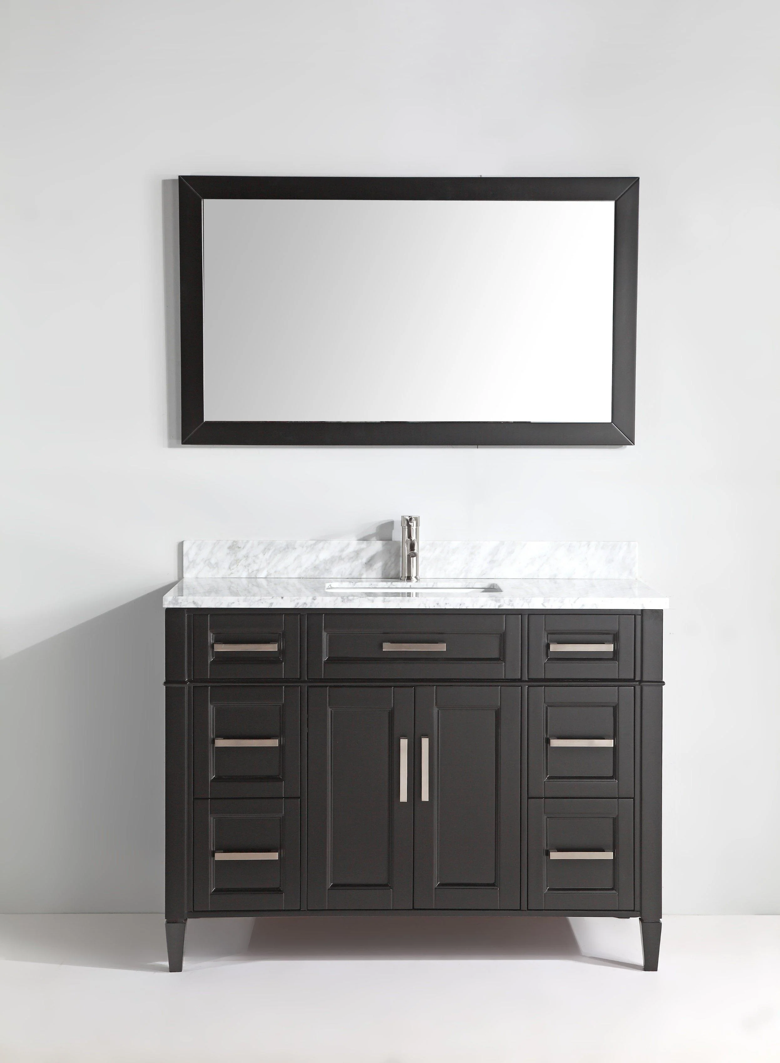 Vanity Art 48 in. Single Sink Vanity in Carrara Marble & Mirror - Espresso, VA2048-E - Inhomebuy