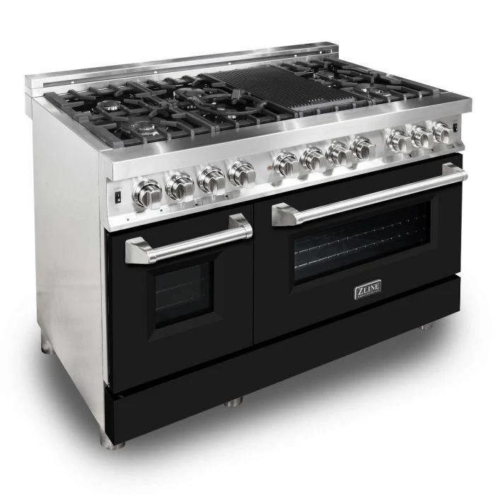 ZLINE 48 in. Professional Gas Burner/Electric Oven Stainless Steel 6.0 cu.ft. 7 Range - Black Matte, RA-BLM-48 - Inhomebuy