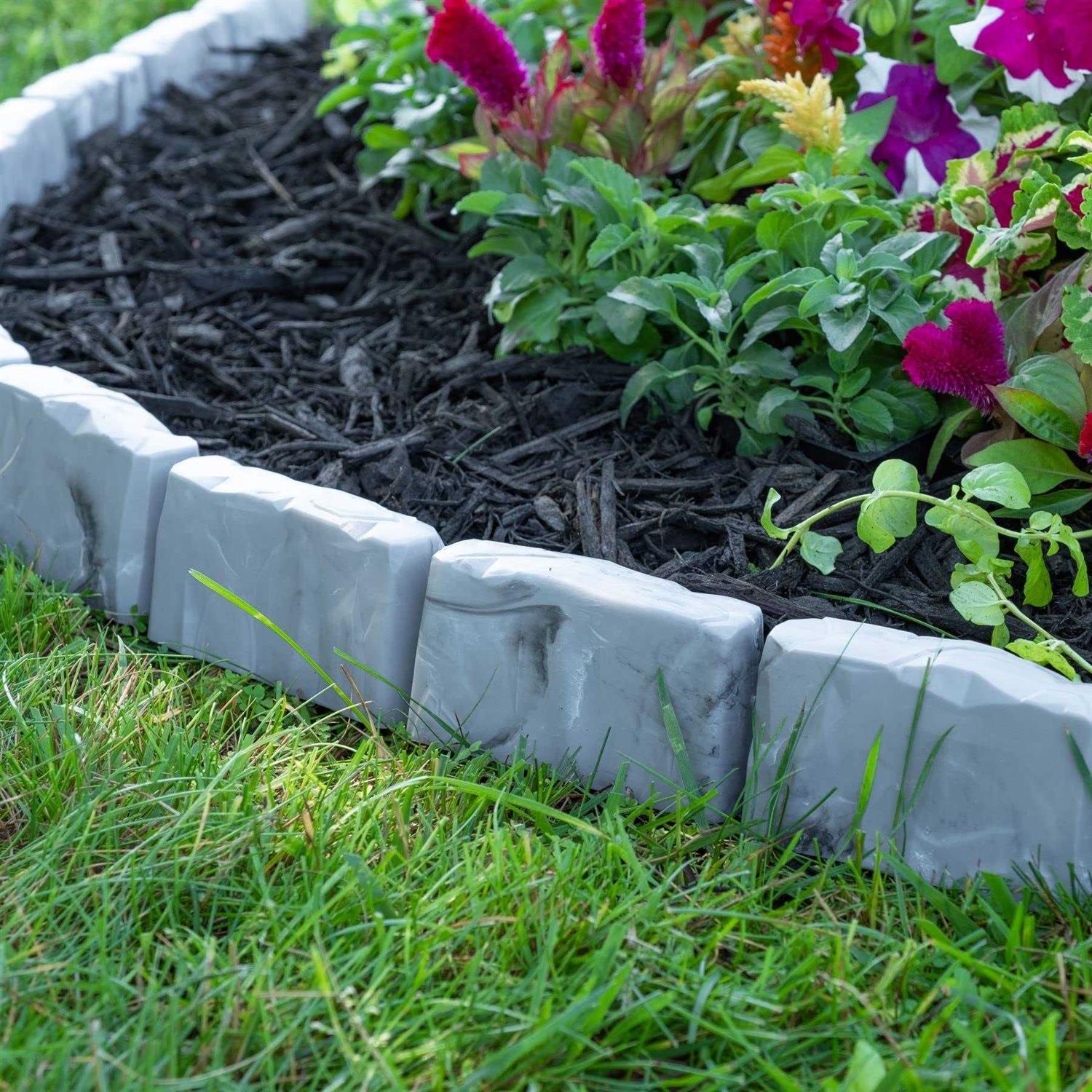 ProFlex Decorative Faux Stone 90 ft. x 2.7 Gray Plastic No-Dig Landscape Edging Kit - Inhomebuy