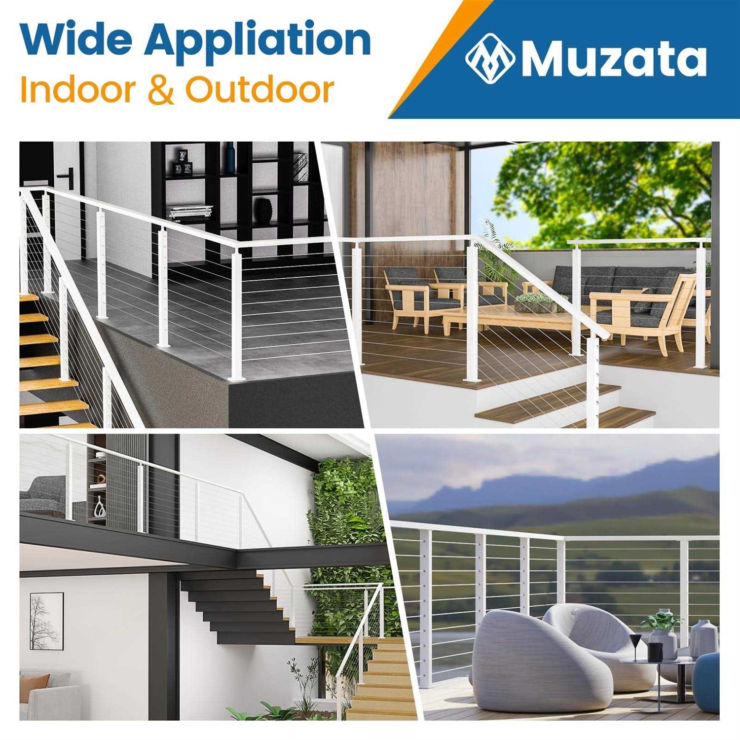 Muzata 6’6 LED Aluminum Lights Black Handrail HL11 BPA - Inhomebuy