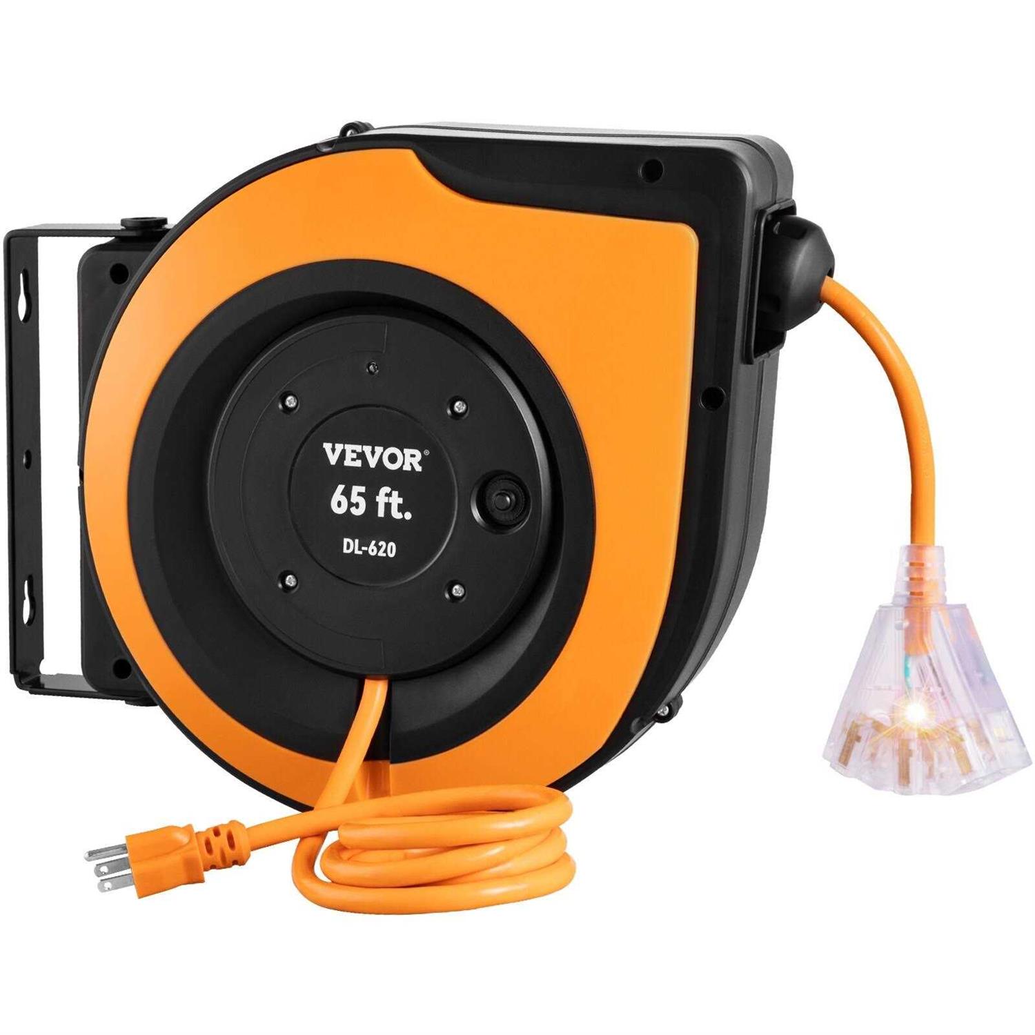 VEVOR Retractable Extension Cord Reel Heavy Duty 3C SJTOW Power Cord - Inhomebuy