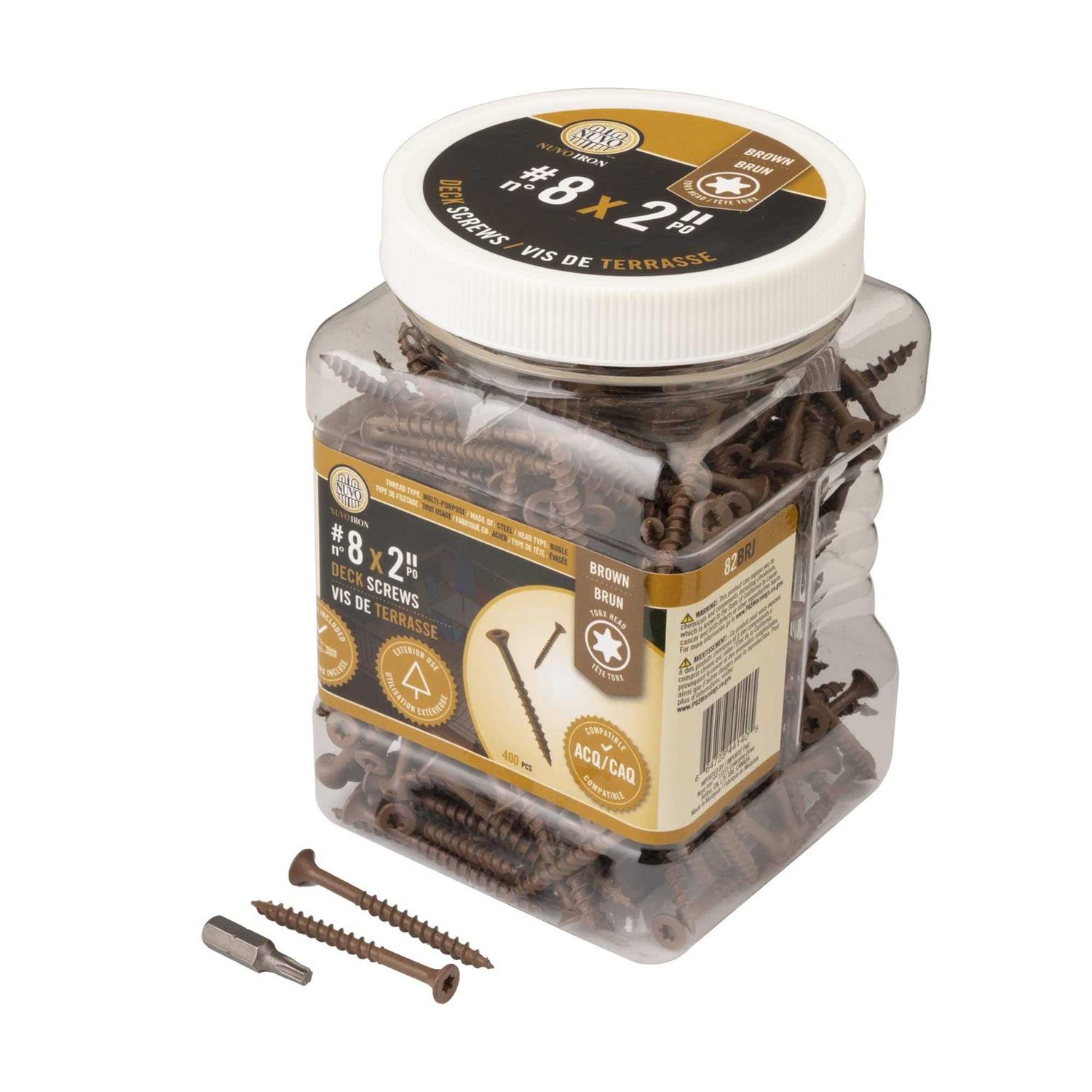 Nuvo Iron Deck Screws Jar #8 x 2 - Inhomebuy