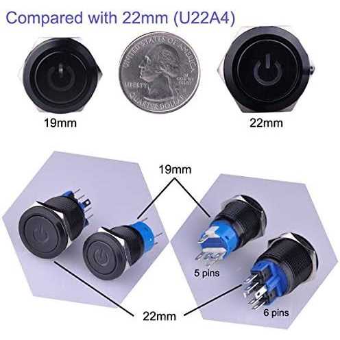 Ulincos Latching Pushbutton Switch U19C1 1NO1NC SPDT ON/Off Black Metal Shell - Inhomebuy