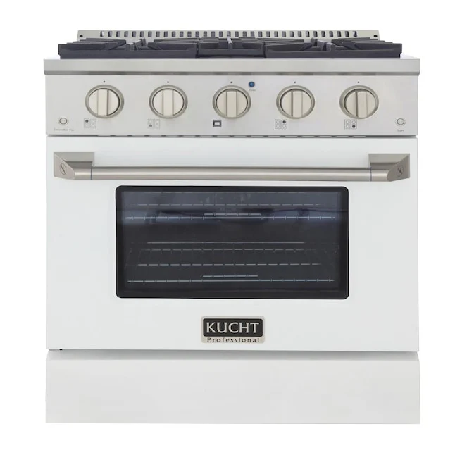 Kucht Professional 30 in. 4.2 cu ft. Natural Gas Range with White Door and Silver Knobs, KNG301-W - Inhomebuy