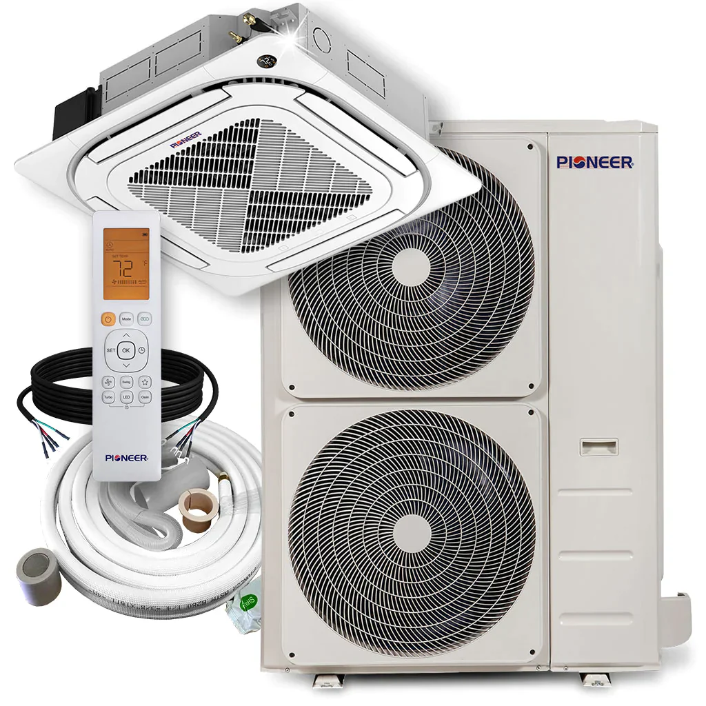 Pioneer® 48,000 BTU 17.8 SEER 8-Way Slim Cassette Mini-Split Air Conditioner Heat Pump System with 16 ft. Line Sets, CYB048GMFILCBD-16 - Inhomebuy