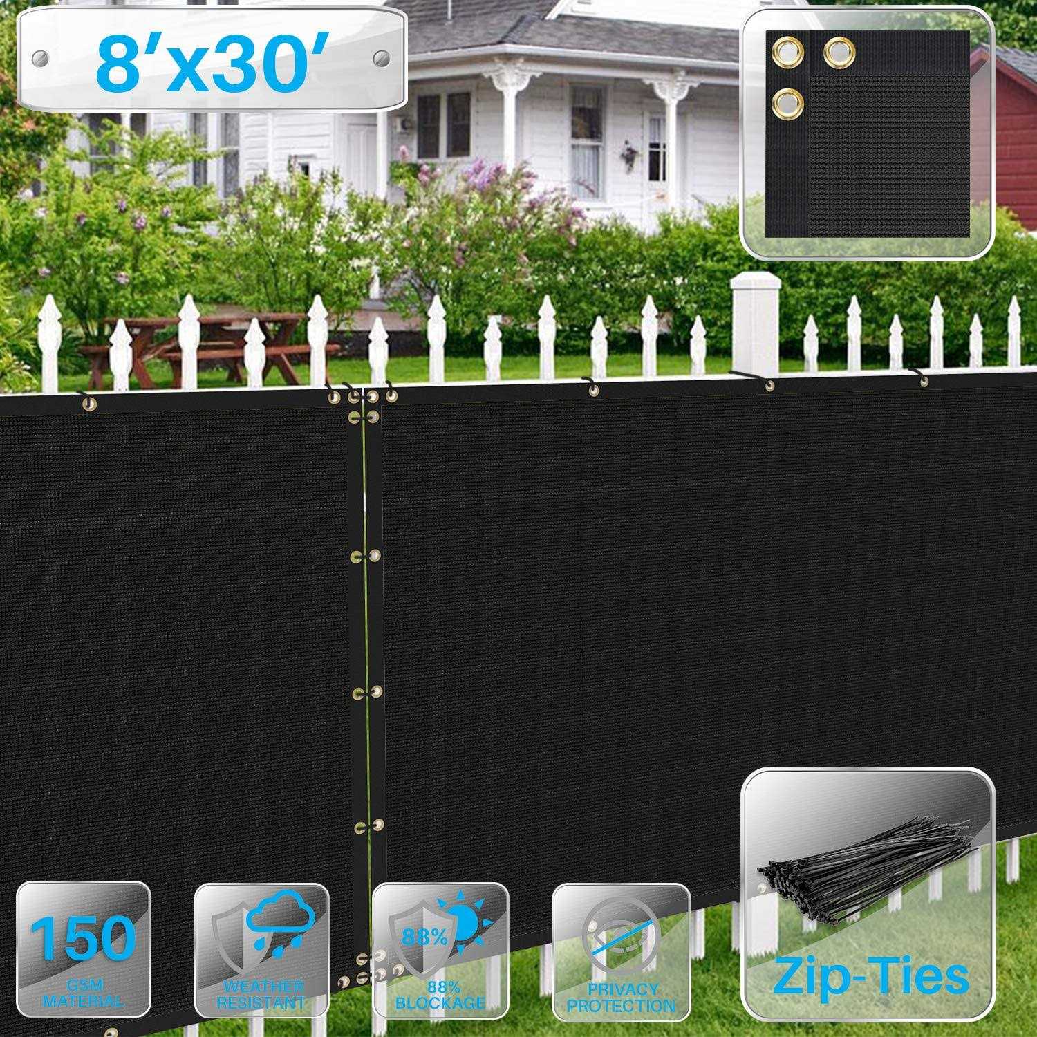 Patio 4′ x Fence Privacy Screen Commercial Outdoor Backyard Shade Windscreen Mesh Fabric with Brass Gromment - Inhomebuy