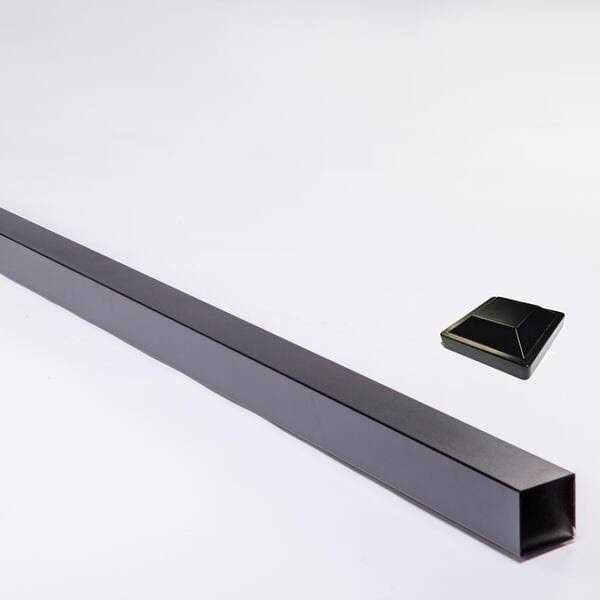 Slipfence H x 3-in W Black Powder Coated Aluminum Privacy Fence Post - Inhomebuy