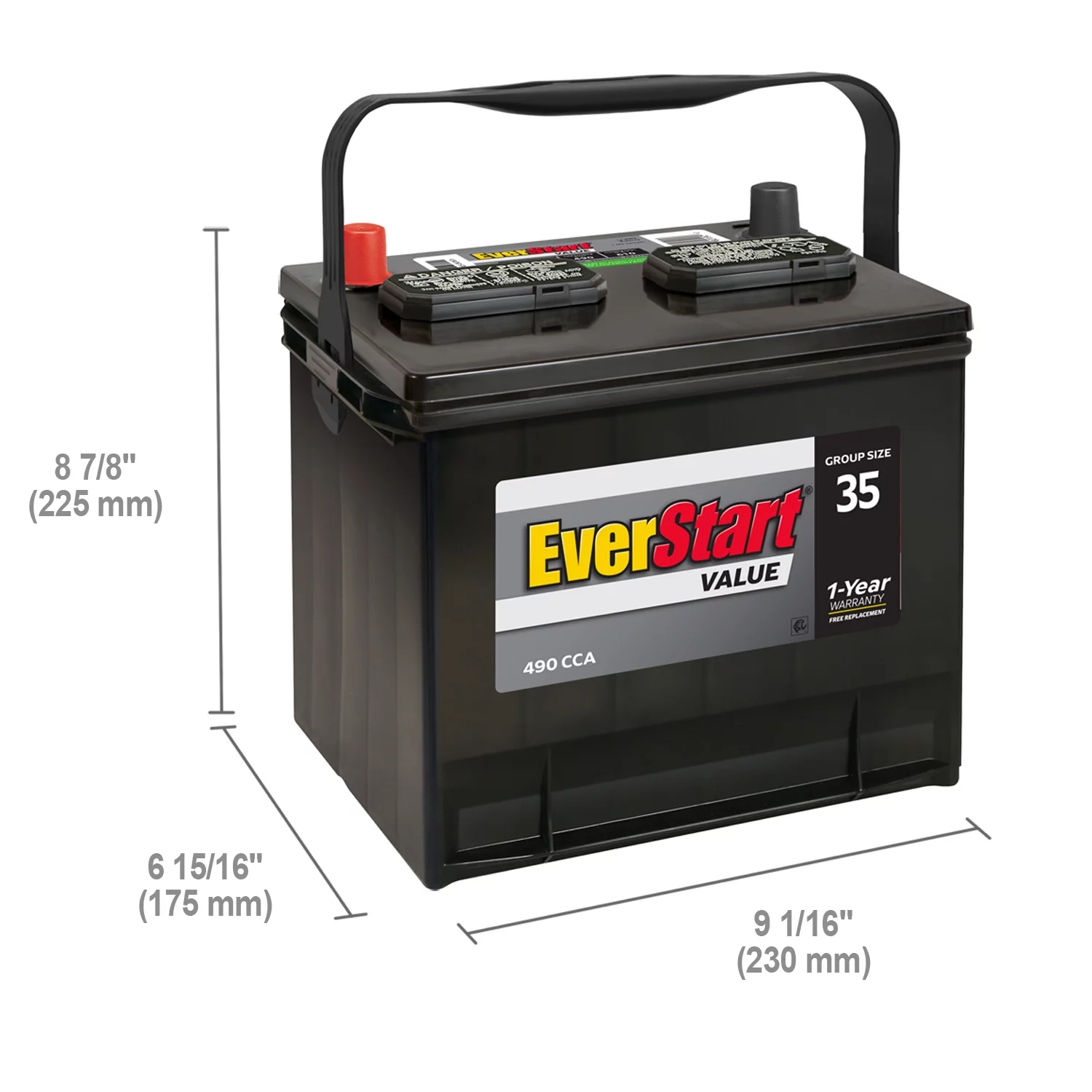 EverStart Value Lead Acid Automotive Battery, Group Size 35 12 Volt, 490 CCA - Inhomebuy