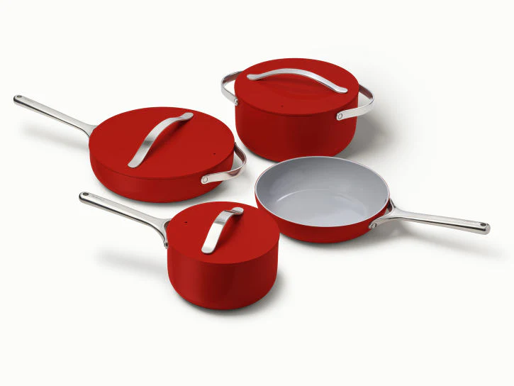 Caraway Non-Toxic and Non-Stick Cookware Set in Brick Red - Inhomebuy