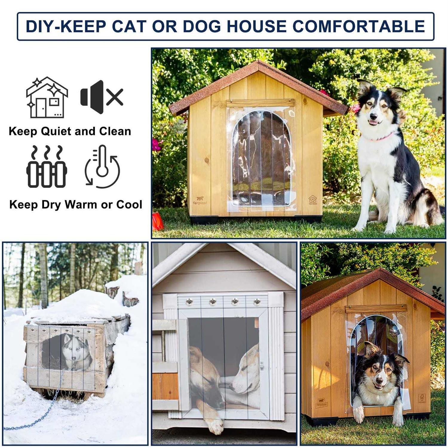 Doggie Door Replacement Strips 8′ L x CRAFTFORCE Clear Plastic Vinyl Strip for DIY Dog or Cat Door - Inhomebuy