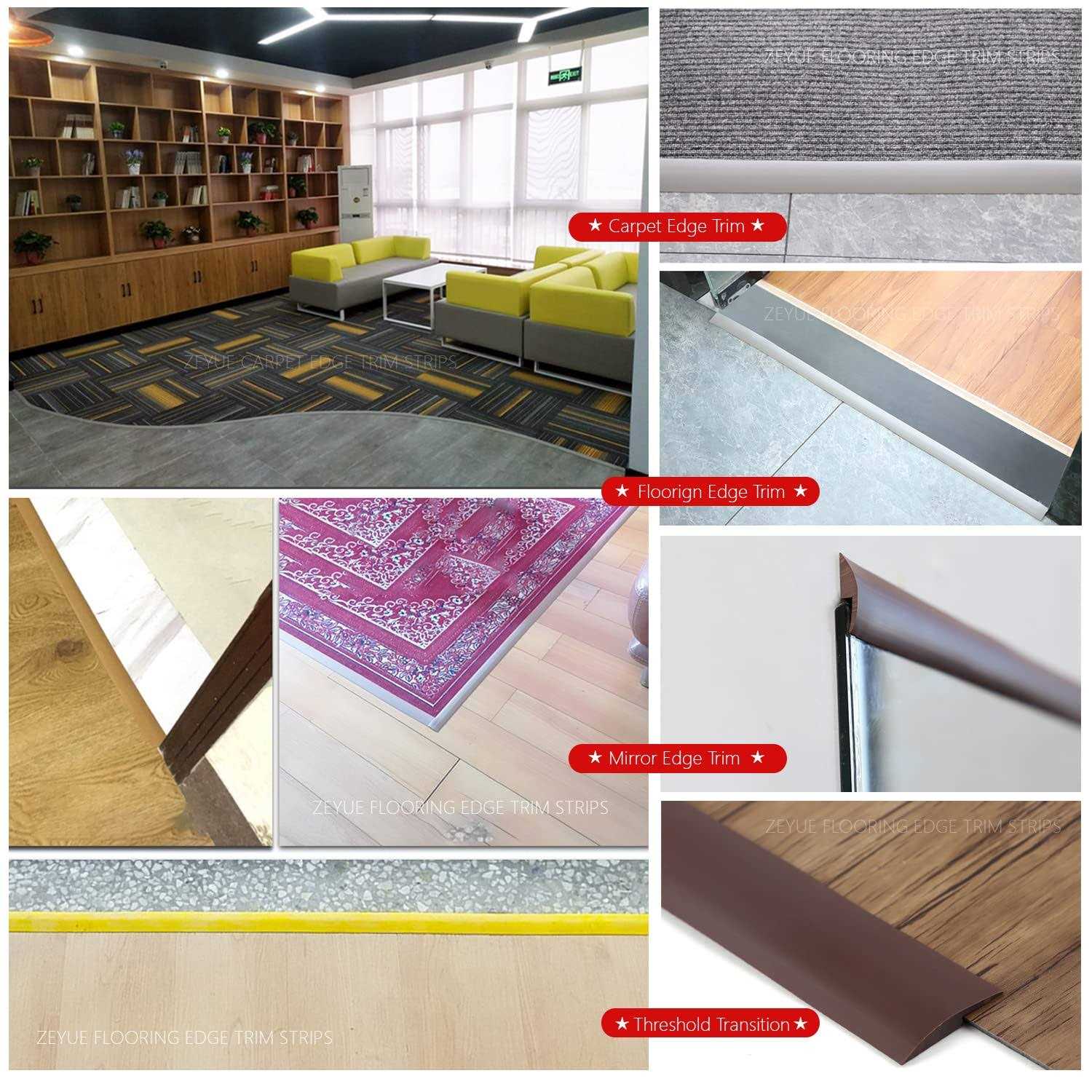 ZEYUE 6.56 FT PVC Carpet & Floor Edging Trim Strip-Threshold Transition Strips-Self Adhesive-Suitable for Threshold Transitions with a Height Less - Inhomebuy